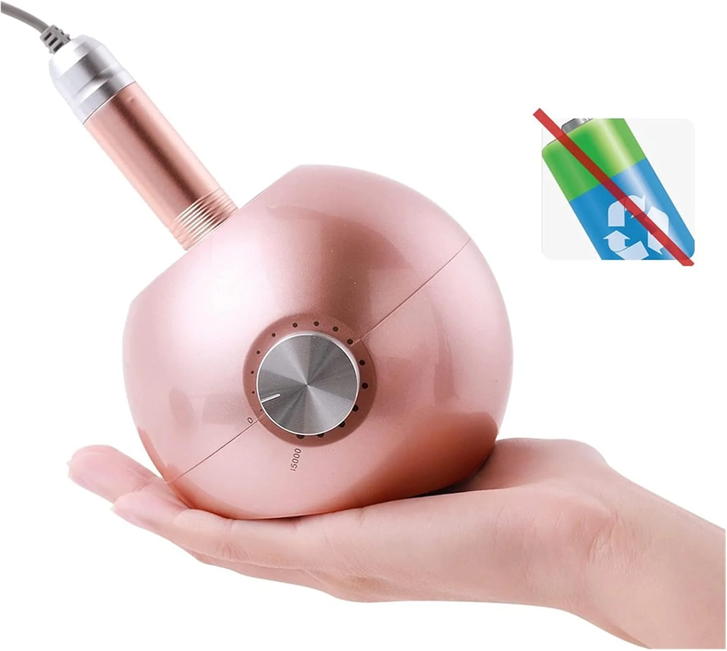 دستگاه سوهان برقی ناخن 35000 دور در دقیقه، قابل شارژ، قابل حمل، مناسب برای مانیکور، از بین بردن لاک ژل و پولیش حرفه ای ناخن (رنگ: طلایی بدون باتری)