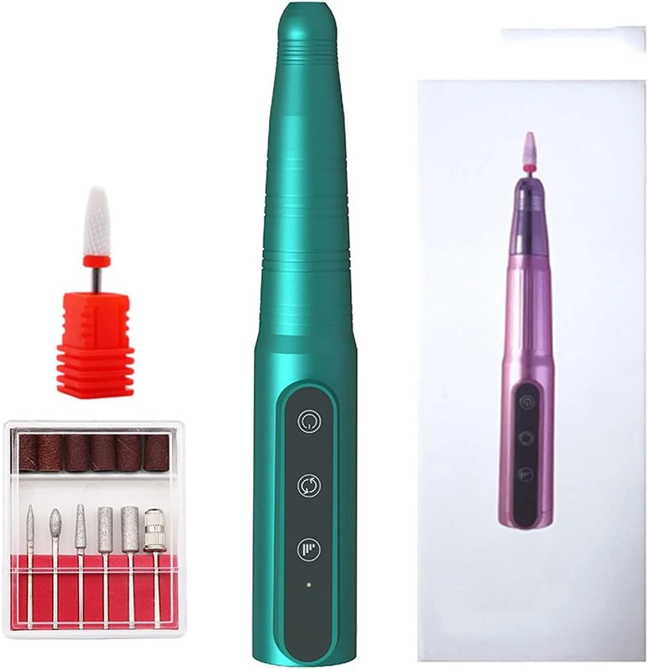 دستگاه سوهان برقی ناخن قابل شارژ Shandongmt، دستگاه مانیکور برقی 3 سرعته برای ناخن های اکریلیک، مناسب برای استفاده در منزل و سالن (رنگ: سبز)