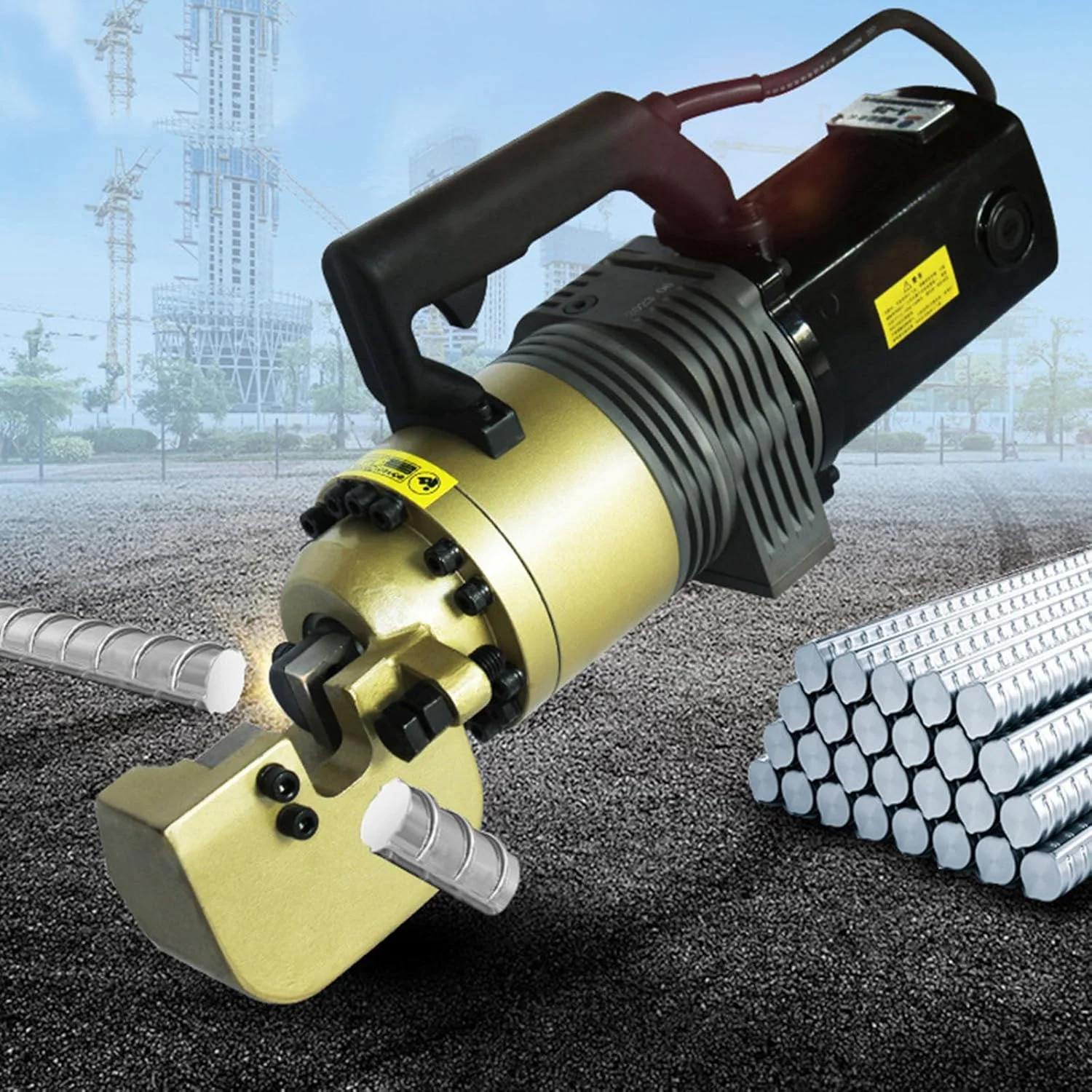 خم کن میلگرد برقی قابل حمل | برش هیدرولیک میلگرد 5-25 میلی متر | دستگاه خم کن میلگرد | زاویه خم شدن 0 تا 130 درجه | ابزار برش میله های فولادی برای پروژه های ساختمانی 1800 وات