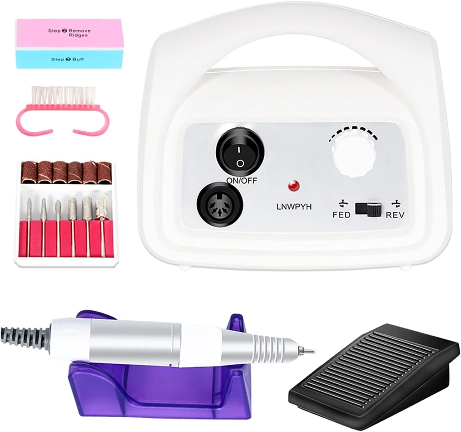 دستگاه سوهان برقی ناخن 35000 دور در دقیقه، نسخه جدید با پوشش سیلیکونی ضد سوختگی، دسته، دستگاه مانیکور، کیت ابزار سوهان ناخن برای ناخن های اکریلیک حرفه ای