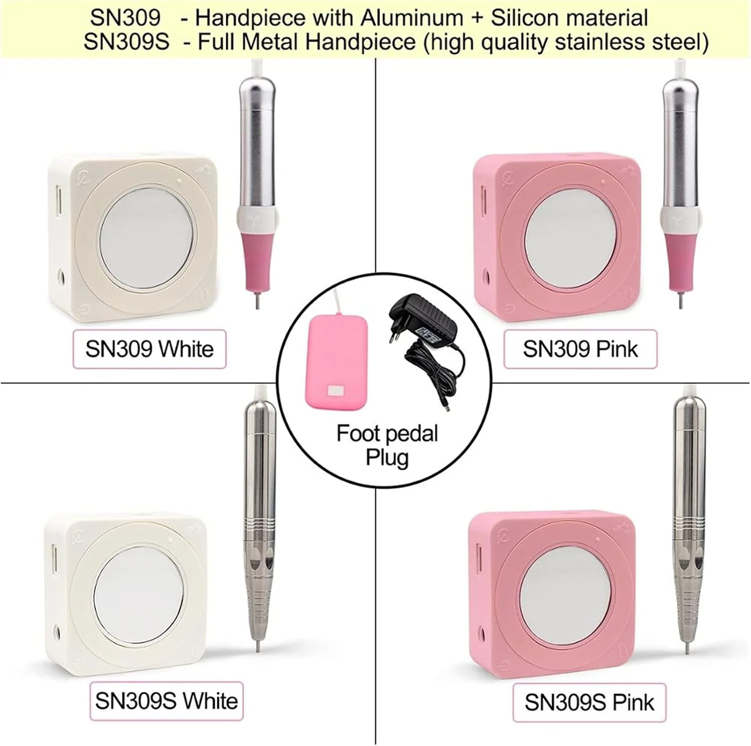 سوهان برقی ناخن WWART، دستگاه مانیکور برقی 36 وات 35000 دور در دقیقه، سوهان برقی قابل حمل برای ناخن های طبیعی و لاک ژل