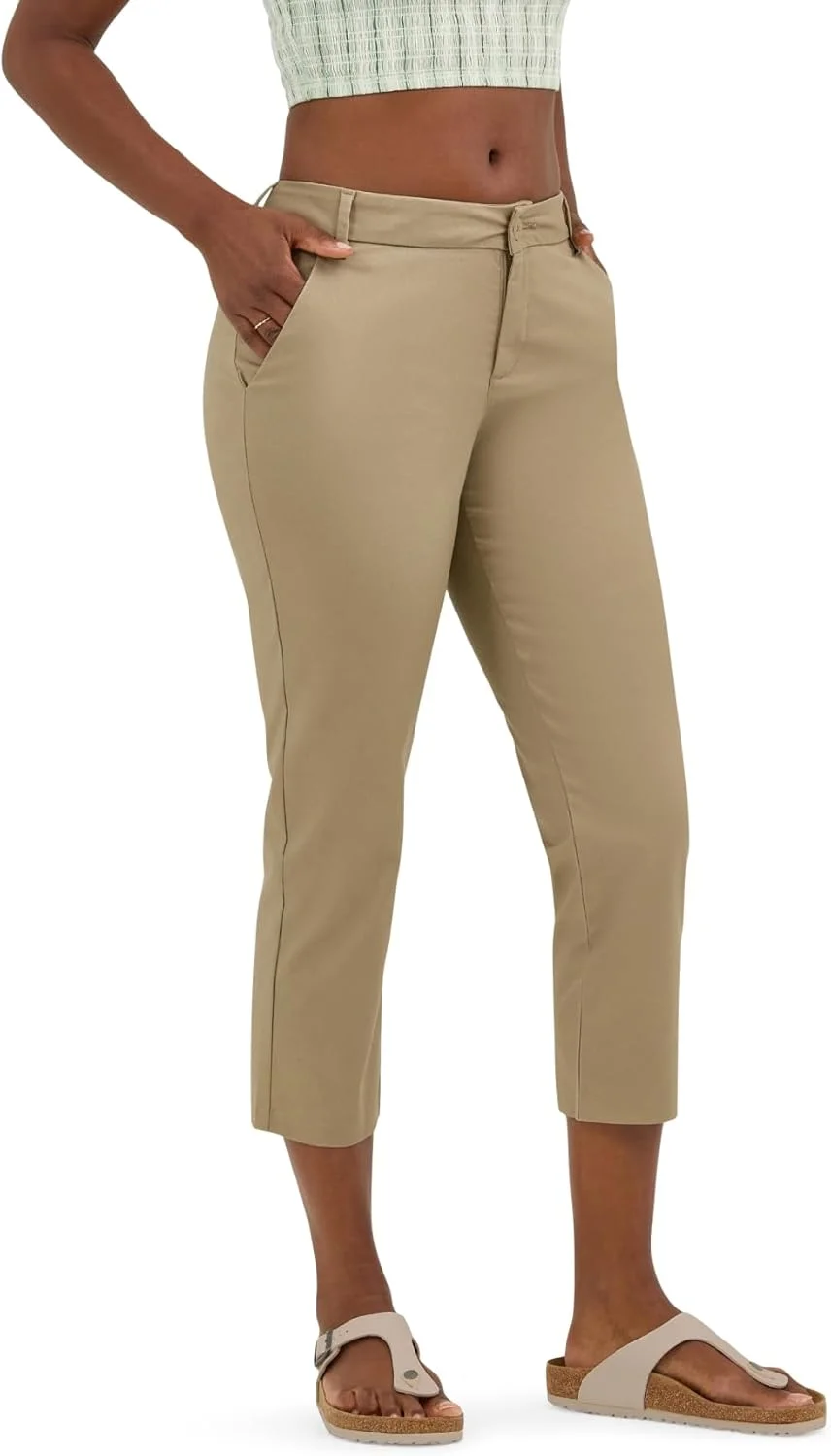 شلوار کتان زنانه لی، مدل Capri با قد 23 اینچ، رنگ خاکی کانزاس سیتی، سایز 14