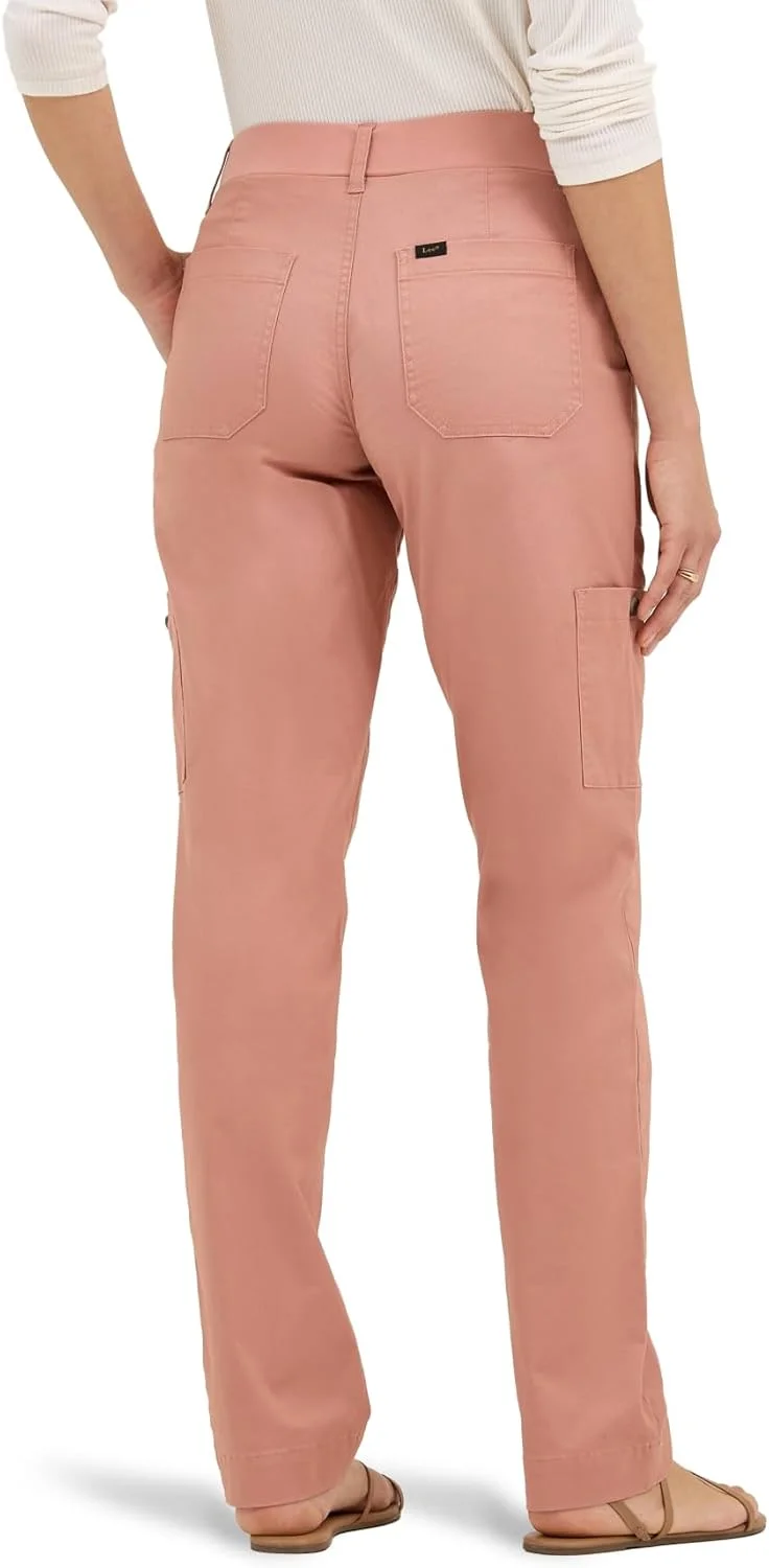 شلوار کتان زنانه لی، فوق العاده راحت با قابلیت انعطاف پذیری، رنگ قهوه ای مایل به سرخ، سایز 14