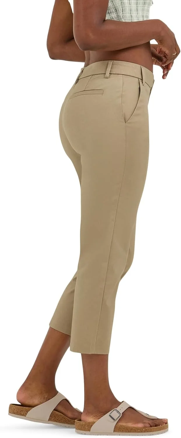 شلوار کتان زنانه لی، مدل Capri با قد 23 اینچ، رنگ خاکی کانزاس سیتی، سایز 14