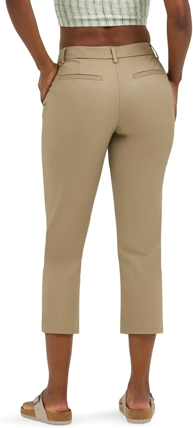 شلوار کتان زنانه لی، مدل Capri با قد 23 اینچ، رنگ خاکی کانزاس سیتی، سایز 14