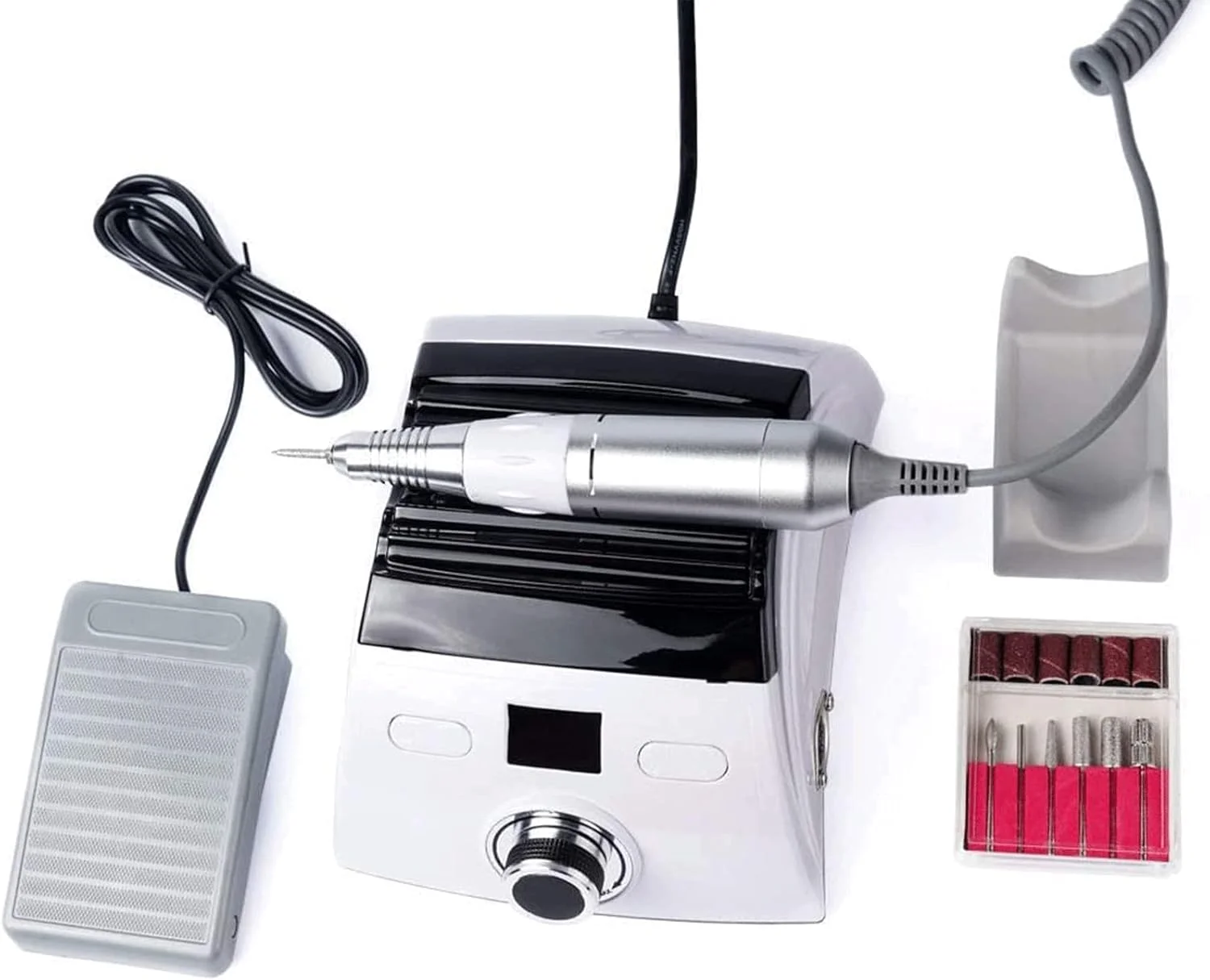 دستگاه مانیکور و پدیکور برقی Zxqiang، دستگاه سوهان ناخن برقی حرفه ای، پولیشر ابزار آسیاب فایل ناخن برقی 30000 دور در دقیقه با کیفیت بالا، برای ناخن های اکریلیک و ژلی، با پدال پا، سفید دستگاه مانیکور و پدیکور برقی Zxqiang، دستگاه سوهان ناخن برقی حرفه ای، پولیشر ابزار آسیاب فایل ناخن برقی 30000 دور در دقیقه با کیفیت بالا، برای ناخن های اکریلیک و ژلی، با پدال پا، سفید