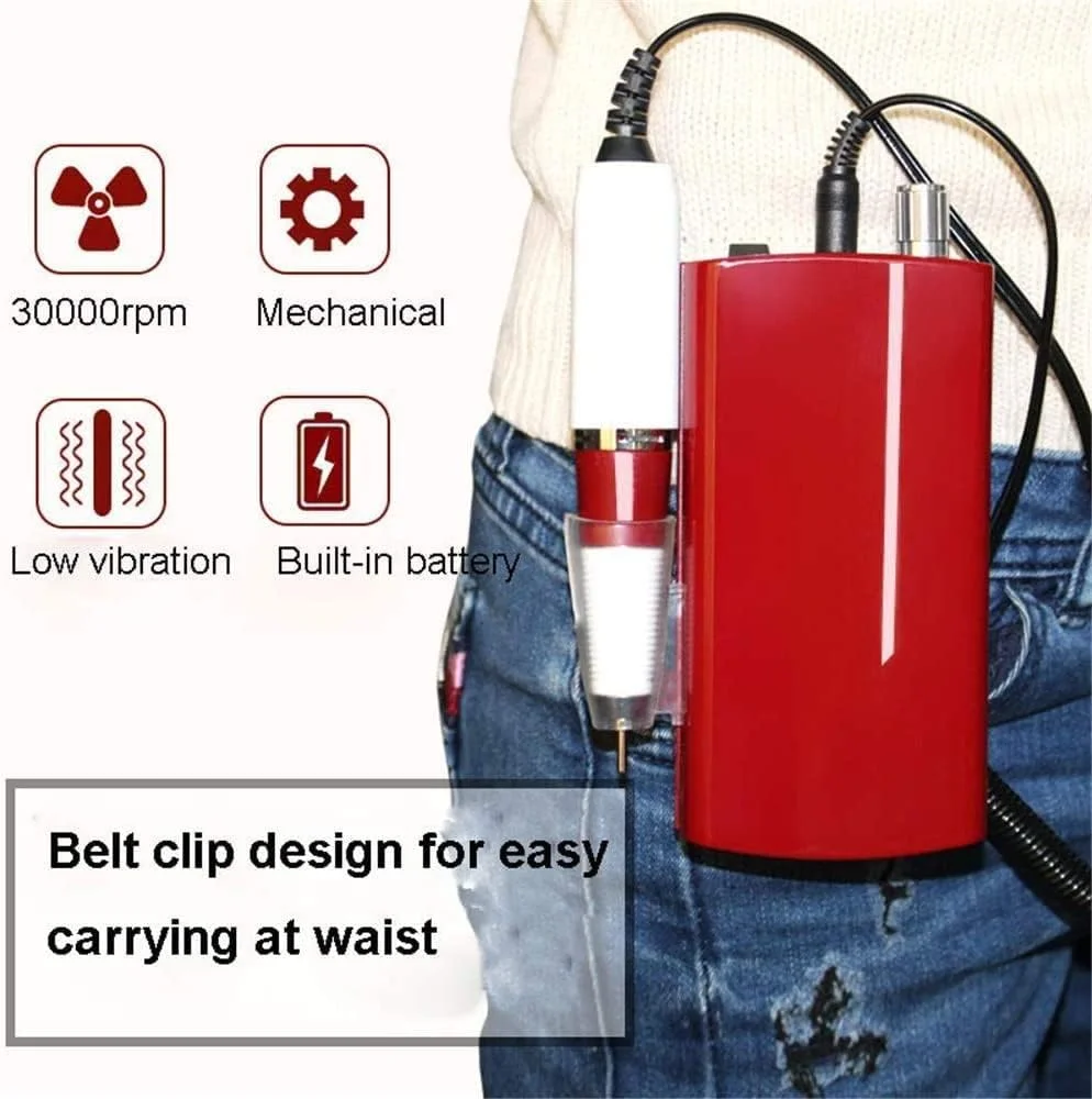 دستگاه سوهان ناخن برقی با کیفیت بالا، ست پولیش ناخن 30000 دور در دقیقه، ابزار مانیکور و پدیکور بی سیم حرفه ای، برای پولیش و ساییدن ناخن های ژلی آکریلیک، قرمز دستگاه سوهان ناخن برقی با کیفیت بالا، ست پولیش ناخن 30000 دور در دقیقه، ابزار مانیکور و پدیکور بی سیم حرفه ای، برای پولیش و ساییدن ناخن های ژلی آکریلیک، قرمز