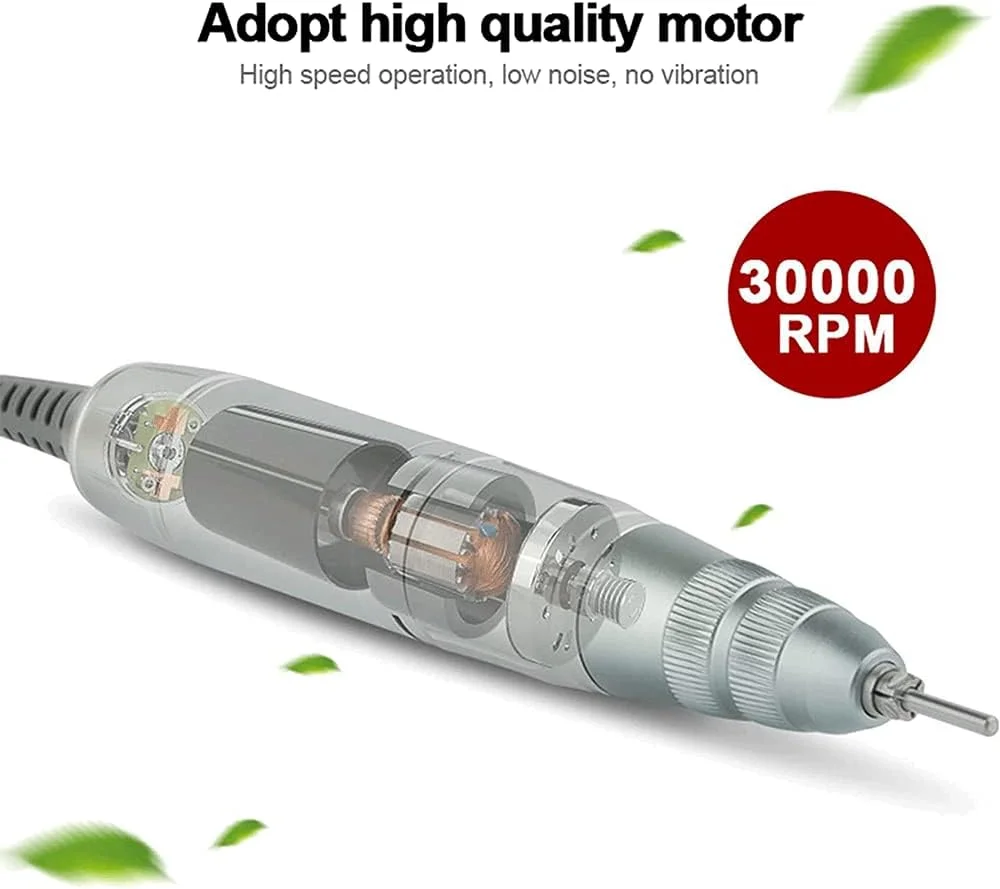 دستگاه پولیش ناخن حرفه ای Zxqiang، دستگاه برقی سوهان ناخن 30000 دور در دقیقه، ابزار قابل حمل سالن مانیکور، کم صدا و سرعت بالا، مجموعه ابزار پولیش ناخن، مناسب برای خانه و سالن، زرد