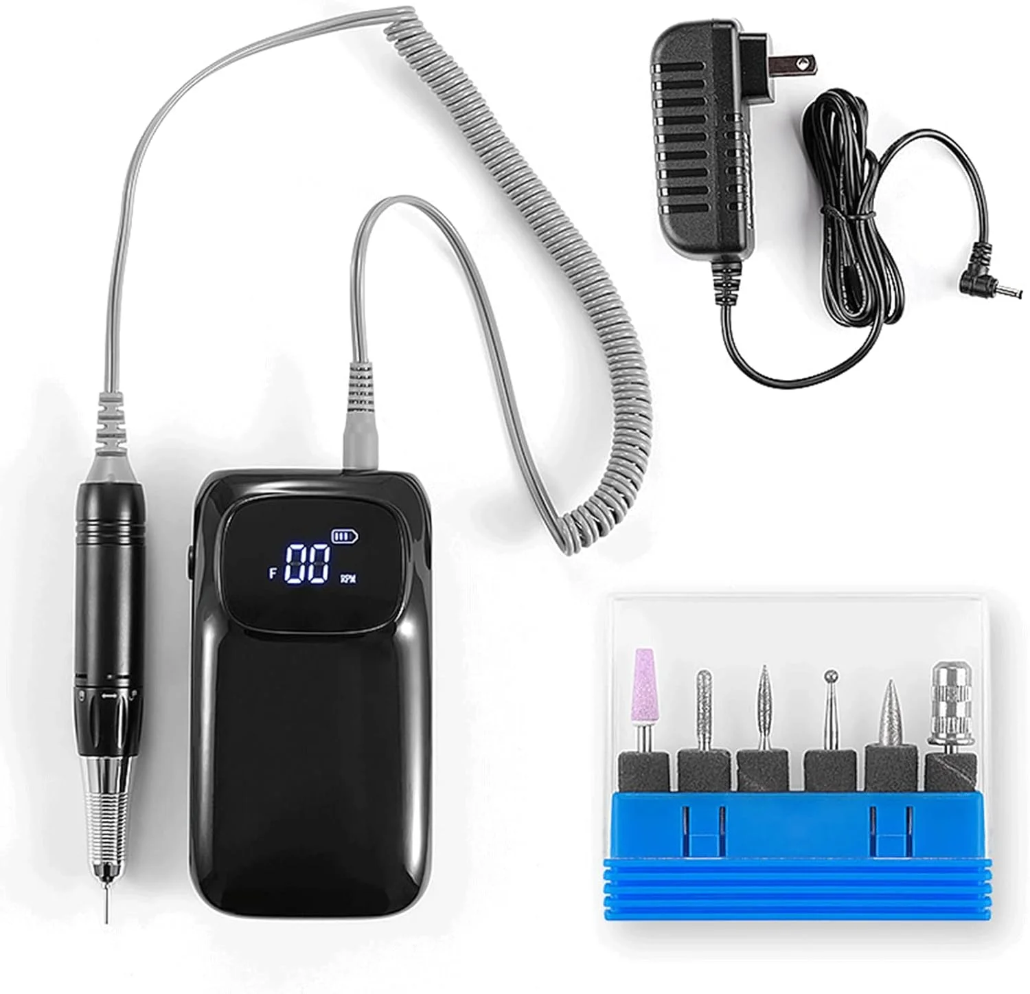 دستگاه سوهان برقی ناخن قابل حمل و شارژی، ست مانیکور و پدیکور برقی با کیفیت بالا، پولیش ناخن سالنی 35000 دور در دقیقه برای ناخن های ژلی آکریلیک، نمایشگر LCD، مشکی دستگاه سوهان برقی ناخن قابل حمل و شارژی، ست مانیکور و پدیکور برقی با کیفیت بالا، پولیش ناخن سالنی 35000 دور در دقیقه برای ناخن های ژلی آکریلیک، نمایشگر LCD، مشکی