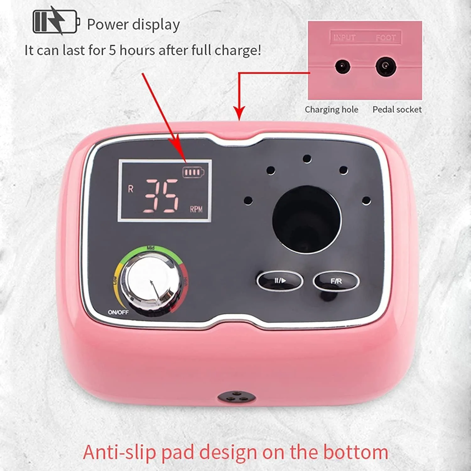 دستگاه سوهان برقی ناخن رومیزی قابل شارژ Zxqiang، دستگاه پولیش ناخن برقی قابل حمل 35000 دور در دقیقه، دستگاه مانیکور مناسب سالن ناخن دستگاه سوهان برقی ناخن رومیزی قابل شارژ Zxqiang، دستگاه پولیش ناخن برقی قابل حمل 35000 دور در دقیقه، دستگاه مانیکور مناسب سالن ناخن