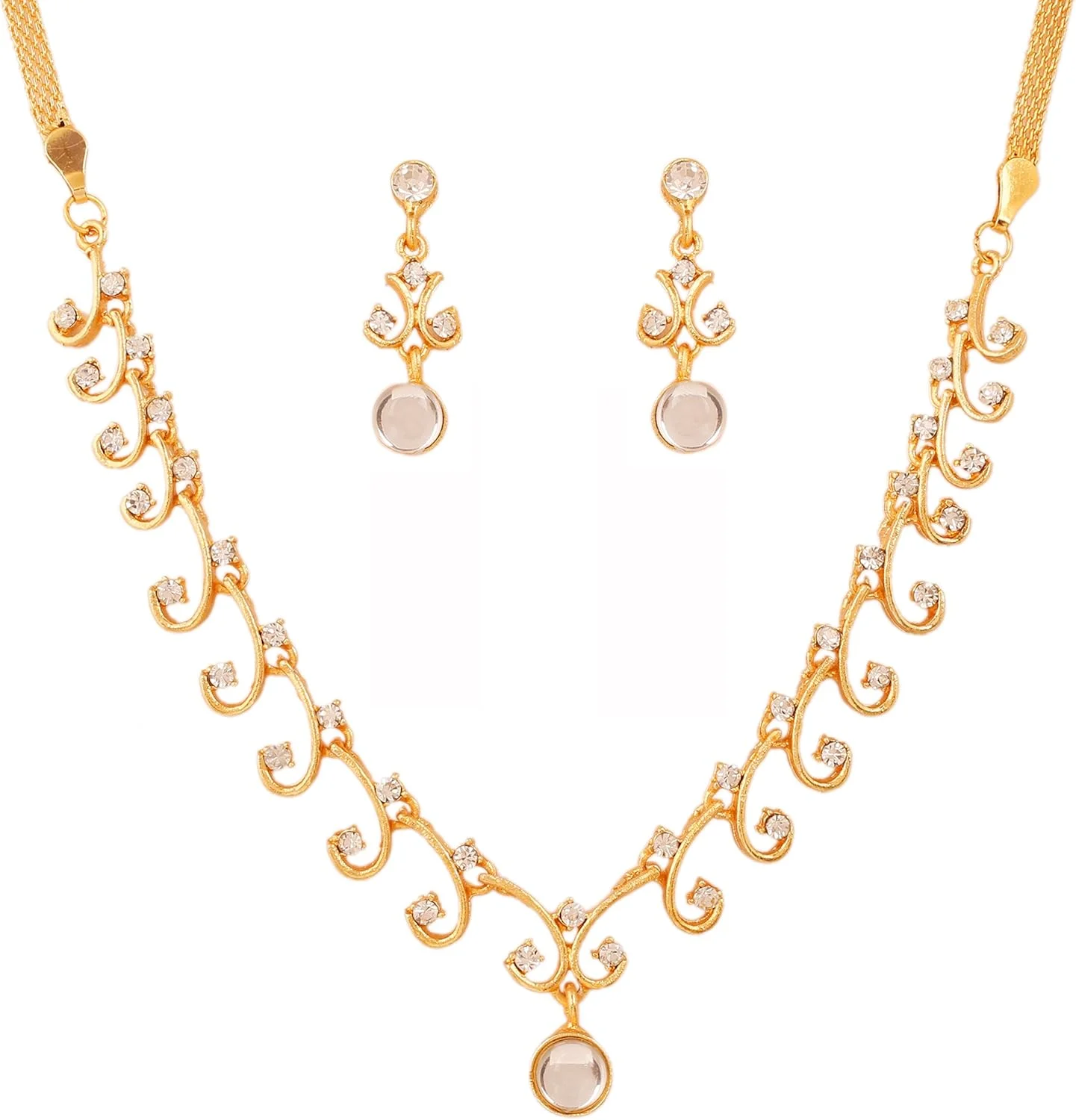 ست گردنبند جواهرات طرح هندی تاچ استون با نگین های درخشان، طراحی رنگارنگ مجلسی، با روکش طلایی و نقره ای برای بانوان.
