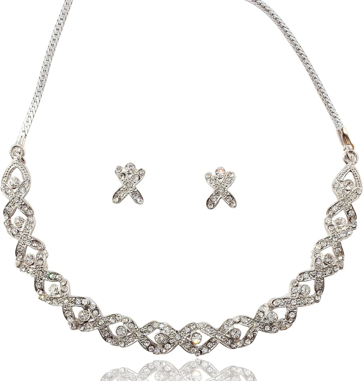 ست گردنبند جواهرات مجلسی طرح الماس، نگین دار، با طراحی پیچیده و رنگارنگ به سبک بالیوود هندی، مناسب عروسی، با روکش طلایی و نقره ای برای بانوان