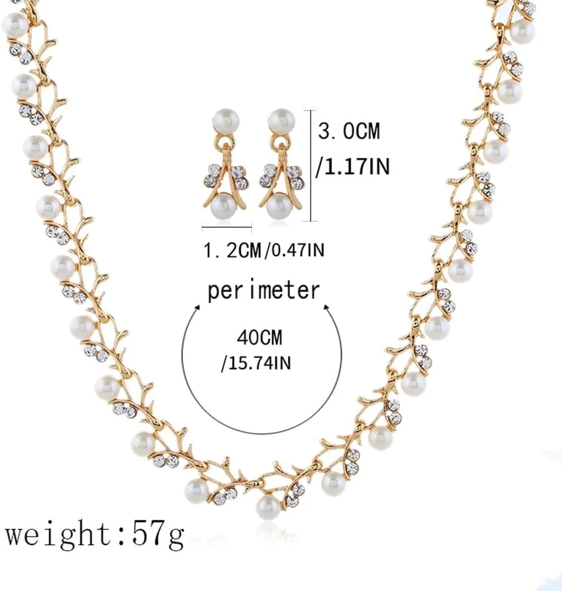 ست زیورآلات عروس با رنگ طلایی برای زنان، شامل گردنبند چوکر لوکس مرواریدی و گوشواره، مناسب لباس عروسی، ست گردنبند عروس، فشن