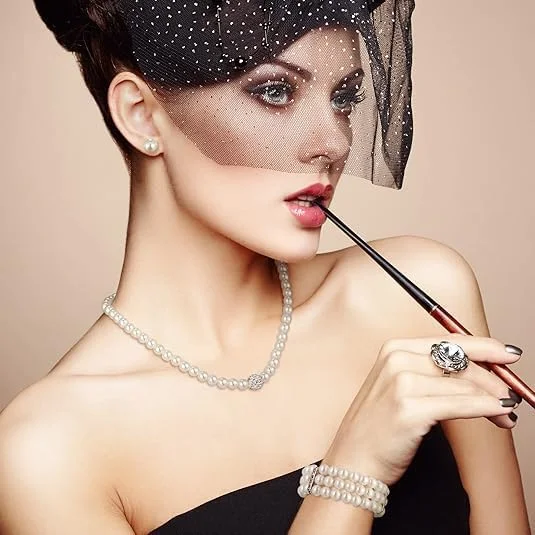 ست جواهرات مرواریدی و نگین دار زنانه، گردنبند مرواریدی شیک، دستبند و گوشواره برای عروسی، تولد، مهمانی عروس، مهمانی عصرانه، مناسبت های خاص - ظرافت بی انتها برای هر جشنی (سفید) ست جواهرات مرواریدی و نگین دار زنانه، گردنبند مرواریدی شیک، دستبند و گوشواره برای عروسی، تولد، مهمانی عروس، مهمانی عصرانه، مناسبت های خاص - ظرافت بی انتها برای هر جشنی (سفید)