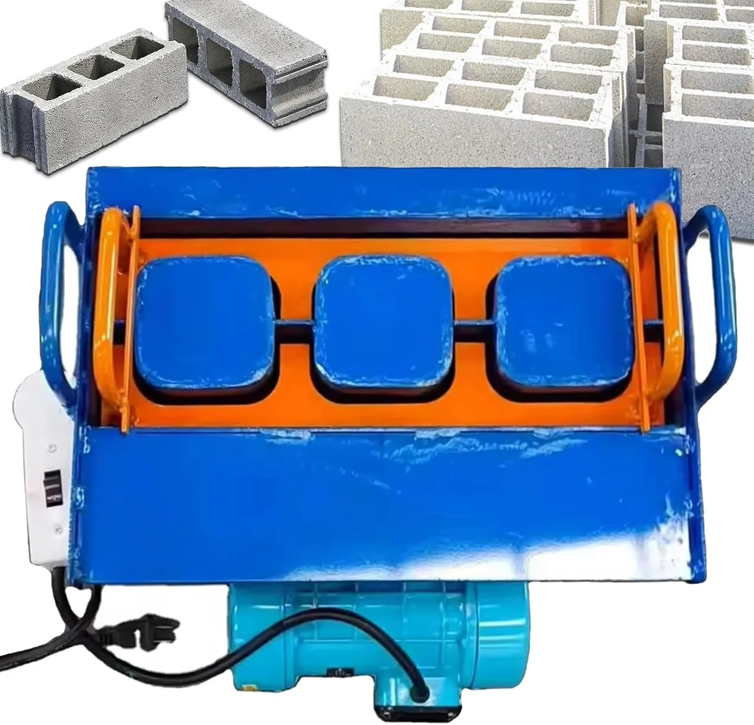 دستگاه پرس بلوک سیمانی برقی کوچک، دستگاه ساخت بلوک سیمانی، 30 آجر در ساعت، قابل حمل و کارآمد، سازنده آجر DIY، شکل دهی سریع 45 ثانیه ای با موتور 550 وات (H1)