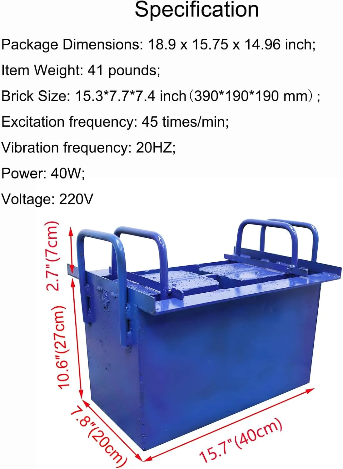 دستگاه ساخت بلوک سیمانی INTBUYING، دستگاه دستی فرم دهی بلوک خاک توخالی 220 ولت، اندازه بلوک 390x190x190 میلی متر دستگاه ساخت بلوک سیمانی INTBUYING، دستگاه دستی فرم دهی بلوک خاک توخالی 220 ولت، اندازه بلوک 390x190x190 میلی متر