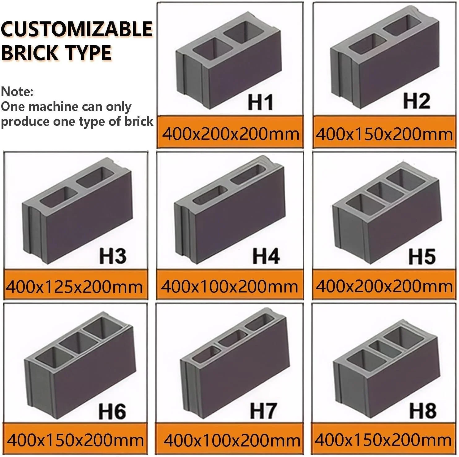 دستگاه ساخت آجر، دستگاه قالب گیری بلوک سیمانی، قالب های متعدد اختیاری، فشار 23kn، قالب گیری سریع 45 ثانیه، 30 آجر در ساعت (H7)