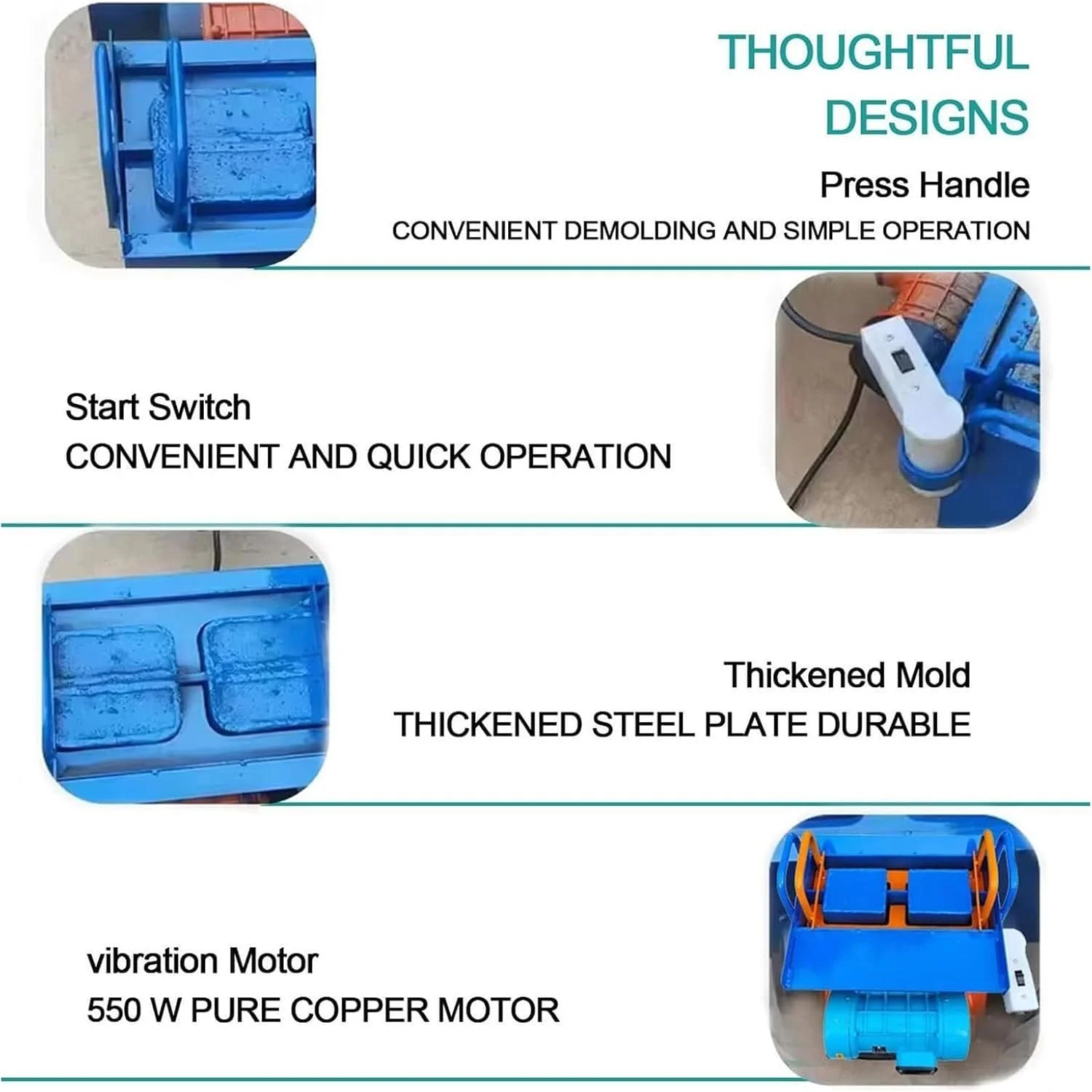 دستگاه ساخت بلوک سیمانی توخالی برقی، دستگاه قالب گیری بلوک سیمانی، قالب گیری سریع 45 ثانیه ای، 30 بلوک در ساعت، سازنده بلوک بتنی، قالب های متعدد اختیاری، برای بلوک های سیمانی و بتنی (H5)