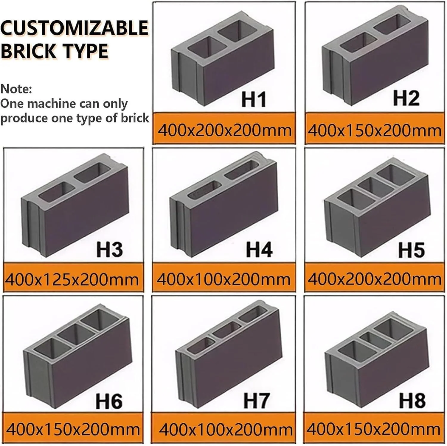 دستگاه ساخت بلوک سیمانی توخالی برقی، دستگاه قالب گیری بلوک سیمانی، قالب گیری سریع 45 ثانیه ای، 30 بلوک در ساعت، سازنده بلوک بتنی، قالب های متعدد اختیاری، برای بلوک های سیمانی و بتنی (H5)
