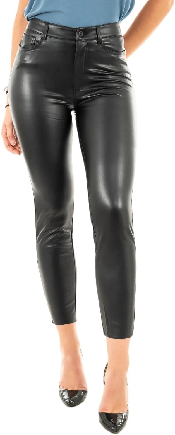 شلوار چرم مصنوعی زنانه ONLY مدل ONLEMILY HW ST ANK NOOS