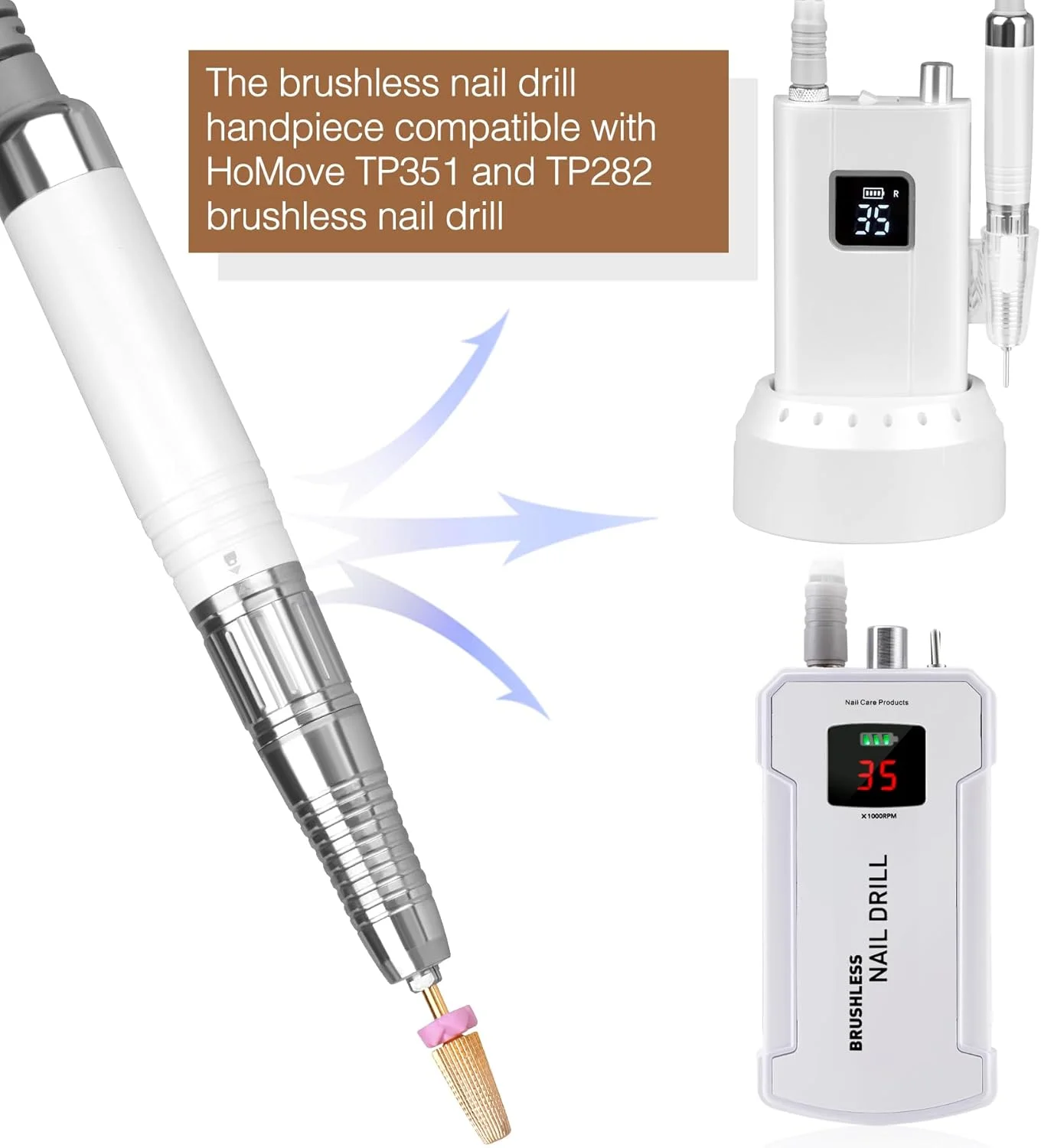 هندپیس دریل ناخن براشلس برای دریل ناخن HoMove TP351