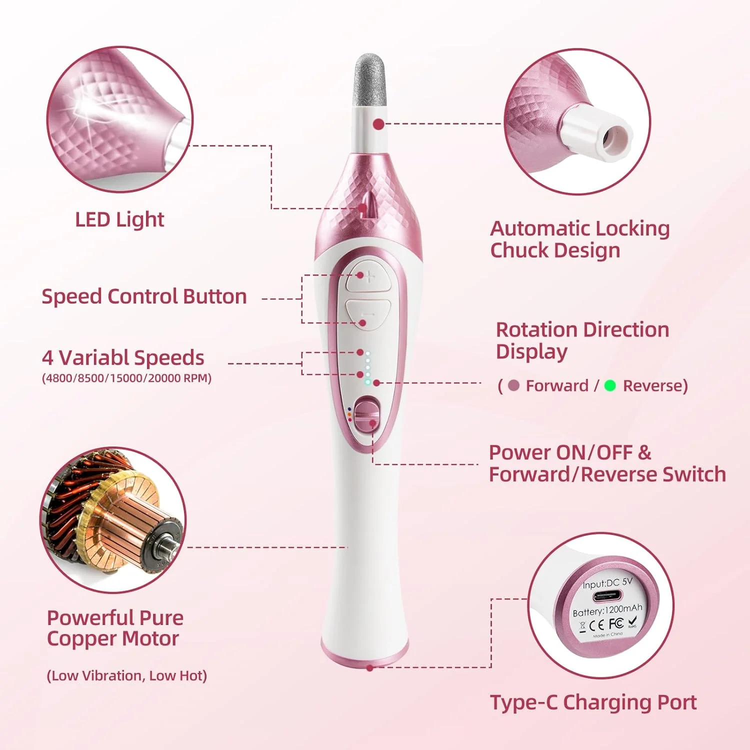 ست حرفه ای مانیکور و پدیکور 36 تکه، ست سوهان برقی ناخن با 11 عدد سری سوهان، دستگاه سوهان برقی ناخن بدون سیم، سنگ ناخن برای ناخن های ضخیم پا، ابزار پدیکور برای دست و پا ست حرفه ای مانیکور و پدیکور 36 تکه، ست سوهان برقی ناخن با 11 عدد سری سوهان، دستگاه سوهان برقی ناخن بدون سیم، سنگ ناخن برای ناخن های ضخیم پا، ابزار پدیکور برای دست و پا