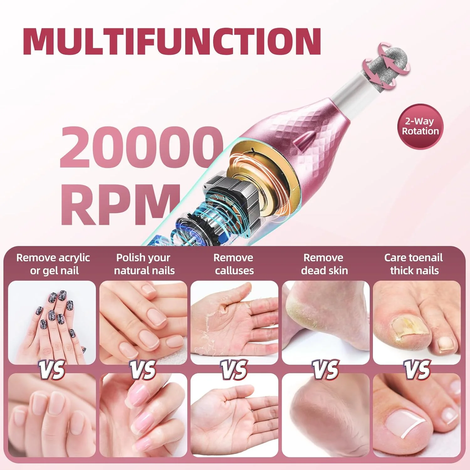 ست حرفه ای مانیکور و پدیکور 36 تکه، ست سوهان برقی ناخن با 11 عدد سری سوهان، دستگاه سوهان برقی ناخن بدون سیم، سنگ ناخن برای ناخن های ضخیم پا، ابزار پدیکور برای دست و پا ست حرفه ای مانیکور و پدیکور 36 تکه، ست سوهان برقی ناخن با 11 عدد سری سوهان، دستگاه سوهان برقی ناخن بدون سیم، سنگ ناخن برای ناخن های ضخیم پا، ابزار پدیکور برای دست و پا