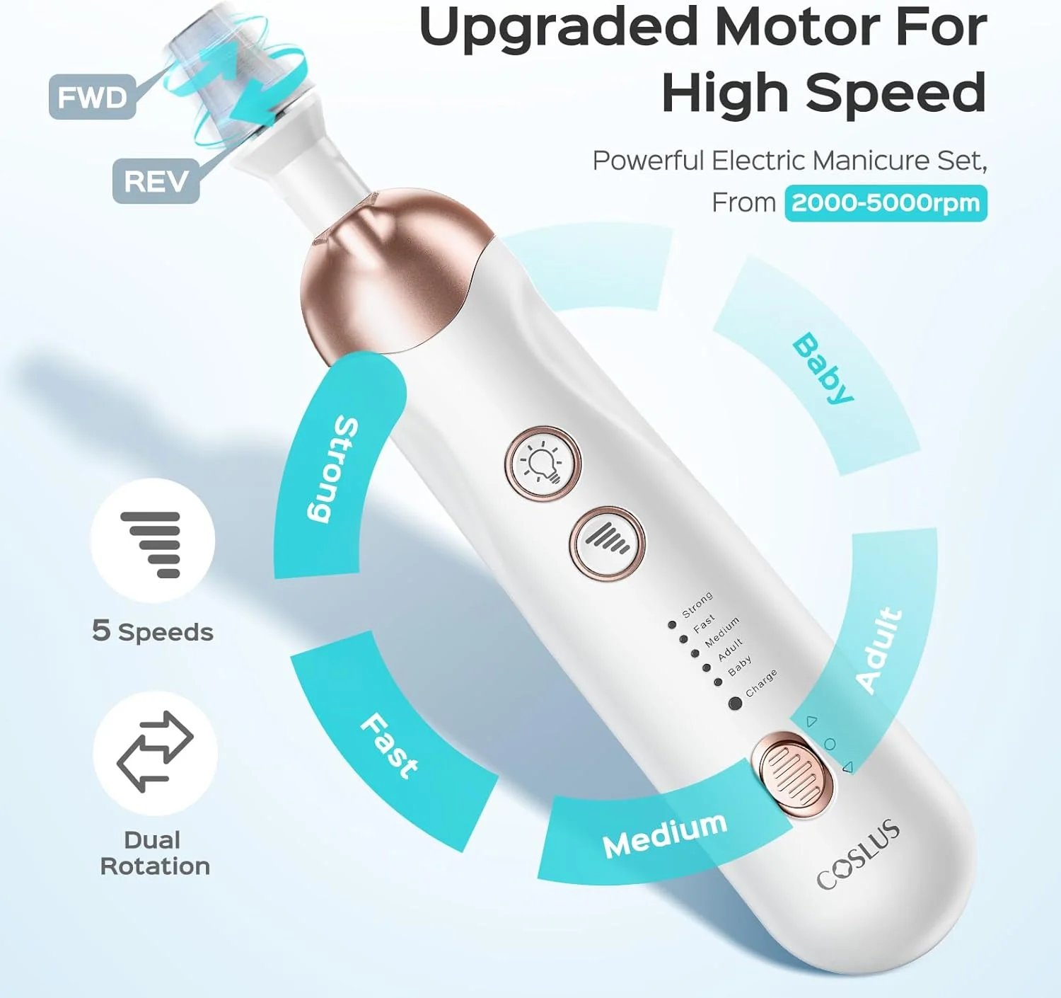 ست مانیکور و پدیکور حرفه ای بی سیم COSLUS: ست سوهان برقی ناخن 8 در 1، دستگاه سنگ زنی ناخن 5 سرعته برای ناخن های ضخیم، پوست های مرده، با نور LED، مناسب برای مراقبت از دست و پا، بافر و تریمر برای زنان، مردان، نوزادان و حیوانات خانگی ست مانیکور و پدیکور حرفه ای بی سیم COSLUS: ست سوهان برقی ناخن 8 در 1، دستگاه سنگ زنی ناخن 5 سرعته برای ناخن های ضخیم، پوست های مرده، با نور LED، مناسب برای مراقبت از دست و پا، بافر و تریمر برای زنان، مردان، نوزادان و حیوانات خانگی