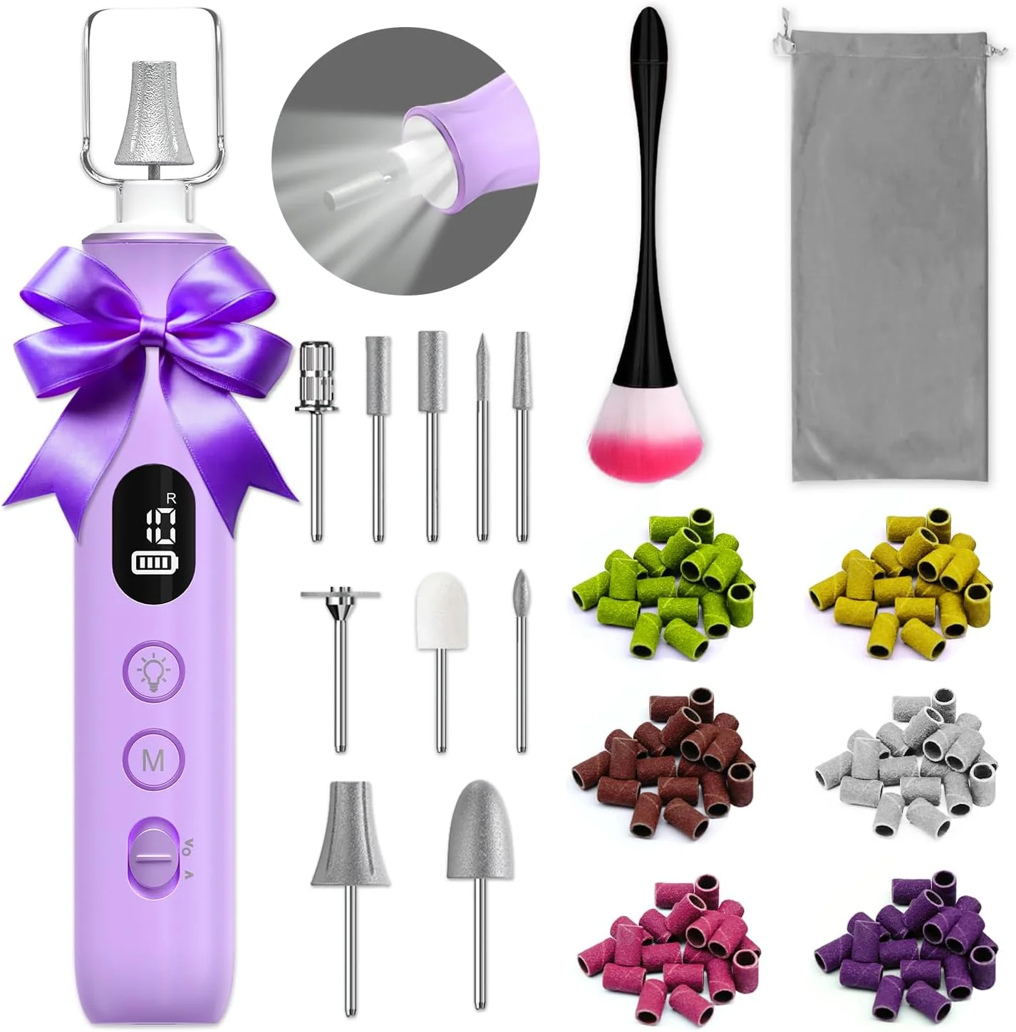 سوهان برقی ناخن، دریل ناخن بی سیم 10 سرعته با چراغ LED، کیت قابل حمل مانیکور پدیکور برای ناخن های ژلی آکریلیک، ناخن های ضخیم پا، سوهان ناخن، مراقبت از ناخن های طبیعی دست - 10 سری و 120 نوار سنباده سوهان برقی ناخن، دریل ناخن بی سیم 10 سرعته با چراغ LED، کیت قابل حمل مانیکور پدیکور برای ناخن های ژلی آکریلیک، ناخن های ضخیم پا، سوهان ناخن، مراقبت از ناخن های طبیعی دست - 10 سری و 120 نوار سنباده