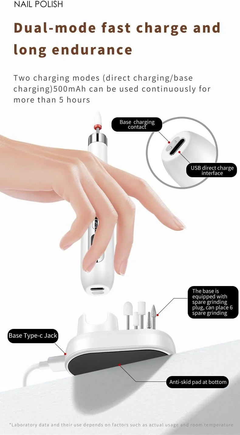 دستگاه سوهان برقی ناخن، 3 سرعت قابل تنظیم، سوهان ناخن بی سیم، ست مانیکور قابل حمل، برقی، آسیاب 15000 دور در دقیقه برای مانیکور دستگاه سوهان برقی ناخن، 3 سرعت قابل تنظیم، سوهان ناخن بی سیم، ست مانیکور قابل حمل، برقی، آسیاب 15000 دور در دقیقه برای مانیکور