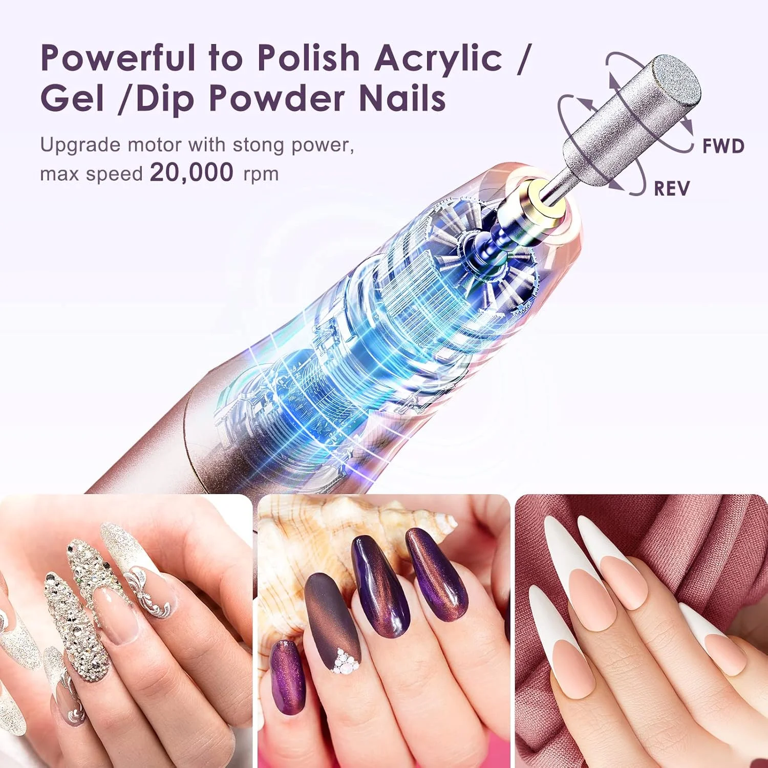 دستگاه سوهان برقی ناخن بی سیم COSLUS: حرفه ای برای ناخن های پودری ژلی آکریلیک، کیت دستگاه سوهان ناخن قابل حمل برای مانیکور پدیکور، ست کامل ناخن شارژی و سبک دستگاه سوهان برقی ناخن بی سیم COSLUS: حرفه ای برای ناخن های پودری ژلی آکریلیک، کیت دستگاه سوهان ناخن قابل حمل برای مانیکور پدیکور، ست کامل ناخن شارژی و سبک