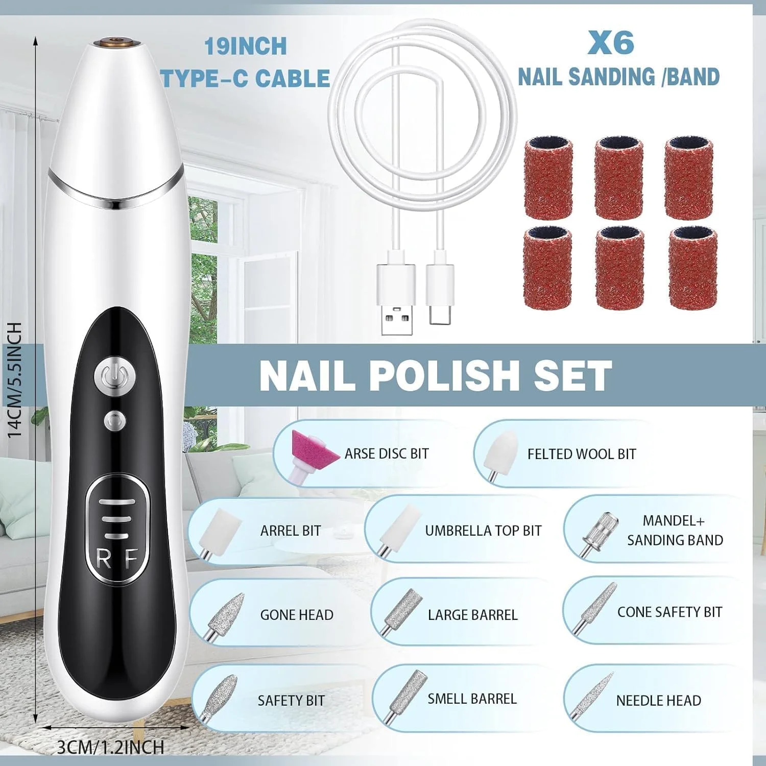 دستگاه سوهان برقی ناخن به همراه 11 سری مختلف و بی سیم با 3 سرعت قابل تنظیم، مناسب پدیکور، مانیکور، ناخن های ژلیش و استفاده در منزل دستگاه سوهان برقی ناخن به همراه 11 سری مختلف و بی سیم با 3 سرعت قابل تنظیم، مناسب پدیکور، مانیکور، ناخن های ژلیش و استفاده در منزل