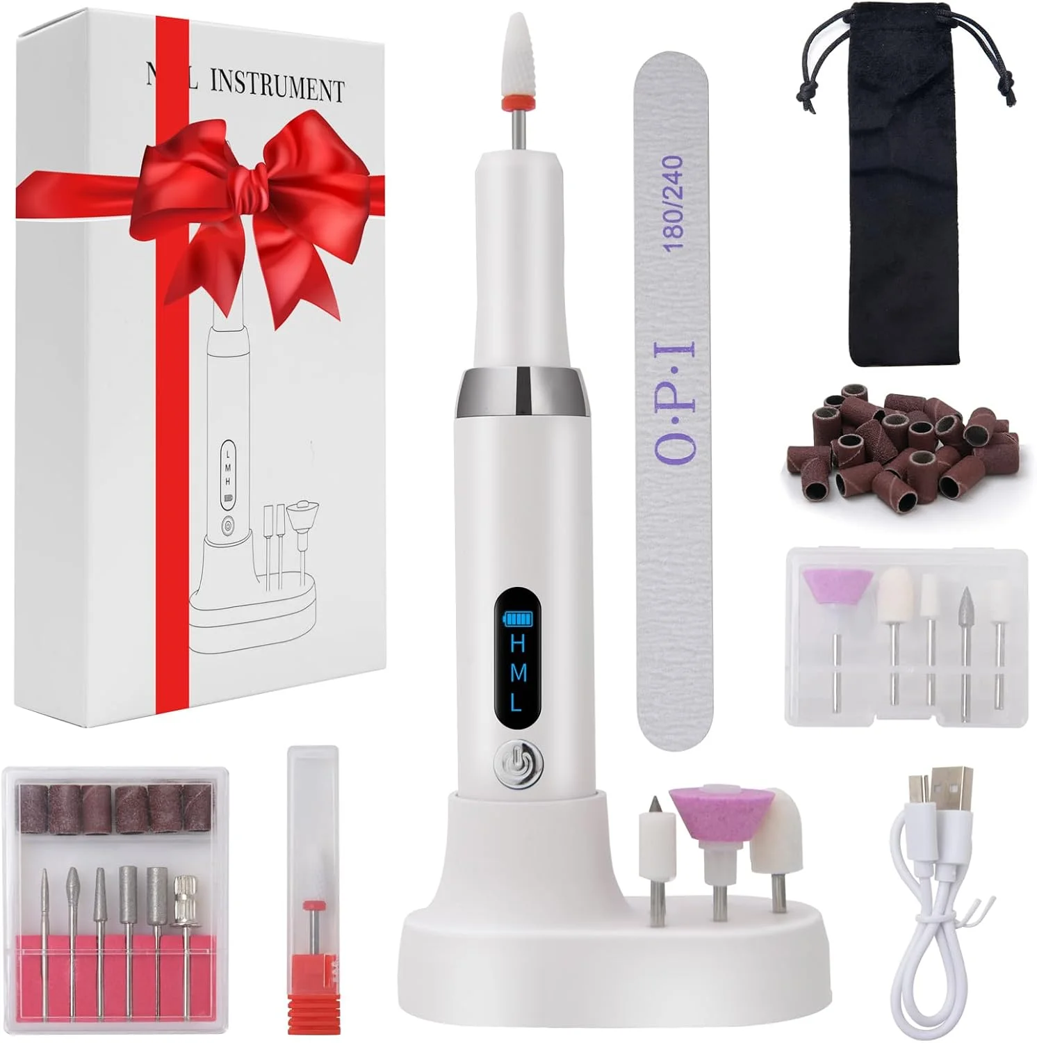 دستگاه مانیکور برقی ناخن: دستگاه حرفه ای 12 در 1 برای ناخن های اکریلیک و ژل، 3 سرعت، سوهان برقی بی سیم با پایه و نوارهای سمباده، مناسب مانیکور و پدیکور برای مبتدیان، دختران، زنان و مادران دستگاه مانیکور برقی ناخن: دستگاه حرفه ای 12 در 1 برای ناخن های اکریلیک و ژل، 3 سرعت، سوهان برقی بی سیم با پایه و نوارهای سمباده، مناسب مانیکور و پدیکور برای مبتدیان، دختران، زنان و مادران
