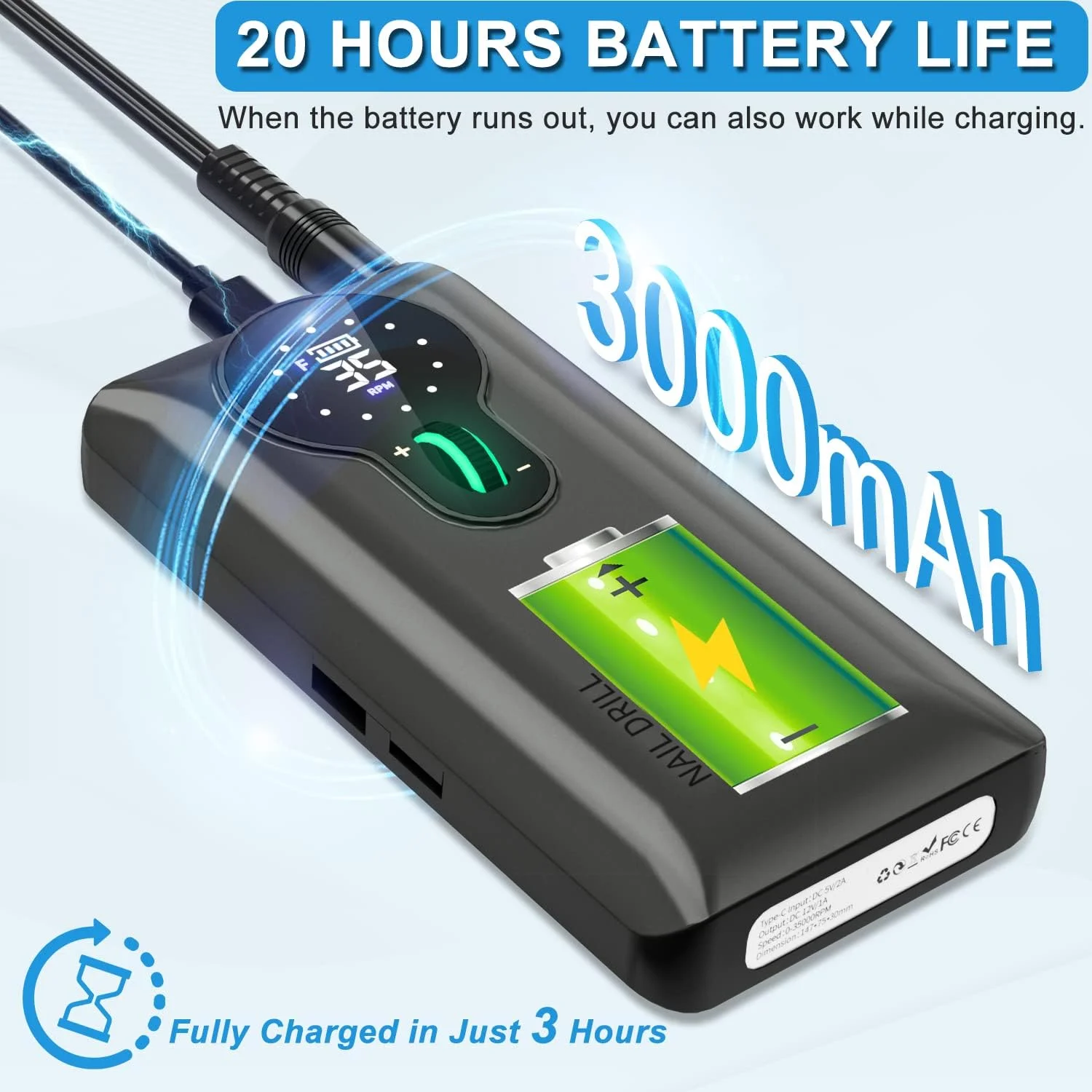 ست مانیکور و پدیکور حرفه ای ENGERWALL، ناخن گیر شارژی 35000 دور در دقیقه، سوهان برقی ناخن بی سیم قابل حمل، ابزار مراقبت از ناخن برای سنگ زنی، پیرایش، پولیش، نقره ای تیره (Pro) ست مانیکور و پدیکور حرفه ای ENGERWALL، ناخن گیر شارژی 35000 دور در دقیقه، سوهان برقی ناخن بی سیم قابل حمل، ابزار مراقبت از ناخن برای سنگ زنی، پیرایش، پولیش، نقره ای تیره (Pro)