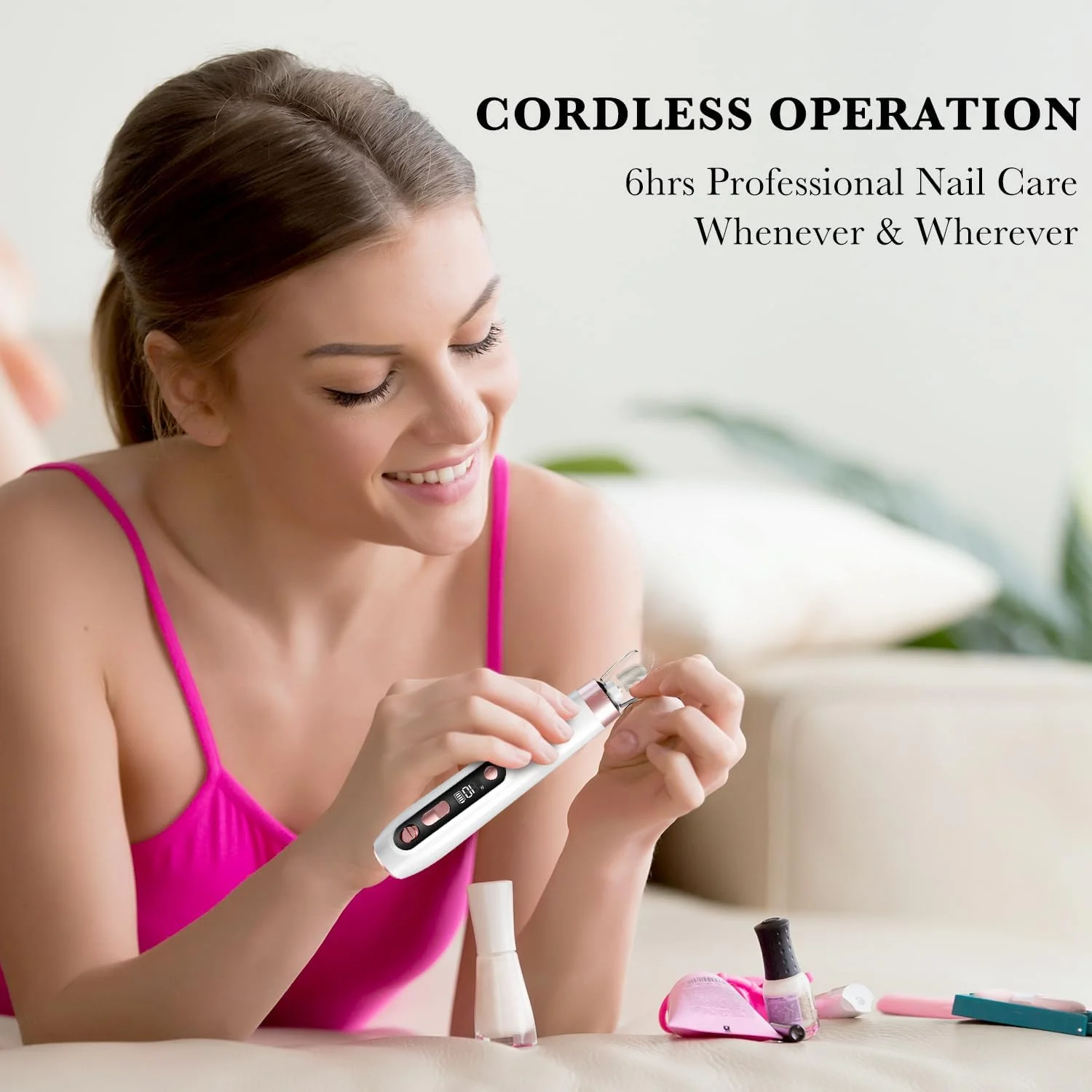 ست مانیکور و پدیکور حرفه ای ENGERWALL، ست سوهان برقی ناخن، دستگاه دریل برقی ناخن قابل حمل و بی سیم، ابزار مراقبت از ناخن با 10 سرعت برای ساییدن، مرتب کردن و پولیش، سفید ست مانیکور و پدیکور حرفه ای ENGERWALL، ست سوهان برقی ناخن، دستگاه دریل برقی ناخن قابل حمل و بی سیم، ابزار مراقبت از ناخن با 10 سرعت برای ساییدن، مرتب کردن و پولیش، سفید