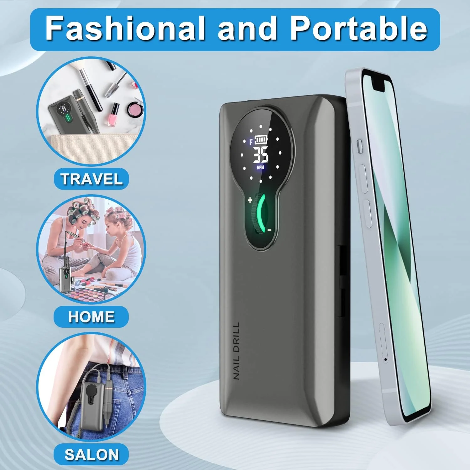 ست مانیکور و پدیکور حرفه ای ENGERWALL، ناخن گیر شارژی 35000 دور در دقیقه، سوهان برقی ناخن بی سیم قابل حمل، ابزار مراقبت از ناخن برای سنگ زنی، پیرایش، پولیش، نقره ای تیره (Pro) ست مانیکور و پدیکور حرفه ای ENGERWALL، ناخن گیر شارژی 35000 دور در دقیقه، سوهان برقی ناخن بی سیم قابل حمل، ابزار مراقبت از ناخن برای سنگ زنی، پیرایش، پولیش، نقره ای تیره (Pro)