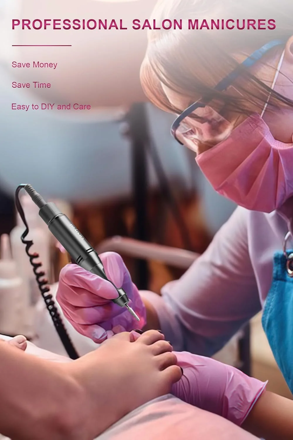 دستگاه سوهان برقی ناخن گرویال 45000 دور در دقیقه، بی سیم، قابل حمل و شارژ، مناسب برای ناخن های ژلی و اکریلیک دستگاه سوهان برقی ناخن گرویال 45000 دور در دقیقه، بی سیم، قابل حمل و شارژ، مناسب برای ناخن های ژلی و اکریلیک