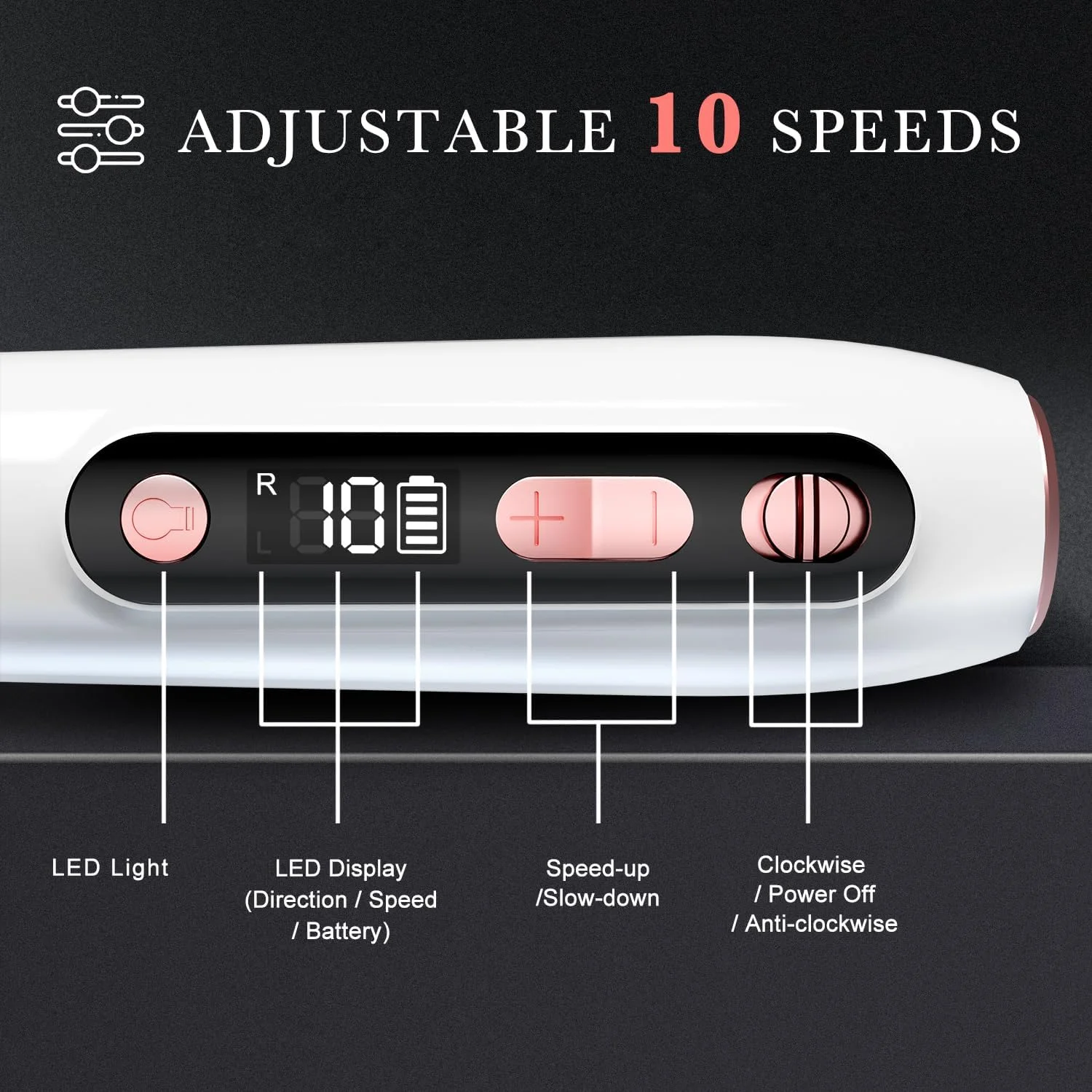 ست مانیکور و پدیکور حرفه ای ENGERWALL، ست سوهان برقی ناخن، دستگاه دریل برقی ناخن قابل حمل و بی سیم، ابزار مراقبت از ناخن با 10 سرعت برای ساییدن، مرتب کردن و پولیش، سفید ست مانیکور و پدیکور حرفه ای ENGERWALL، ست سوهان برقی ناخن، دستگاه دریل برقی ناخن قابل حمل و بی سیم، ابزار مراقبت از ناخن با 10 سرعت برای ساییدن، مرتب کردن و پولیش، سفید