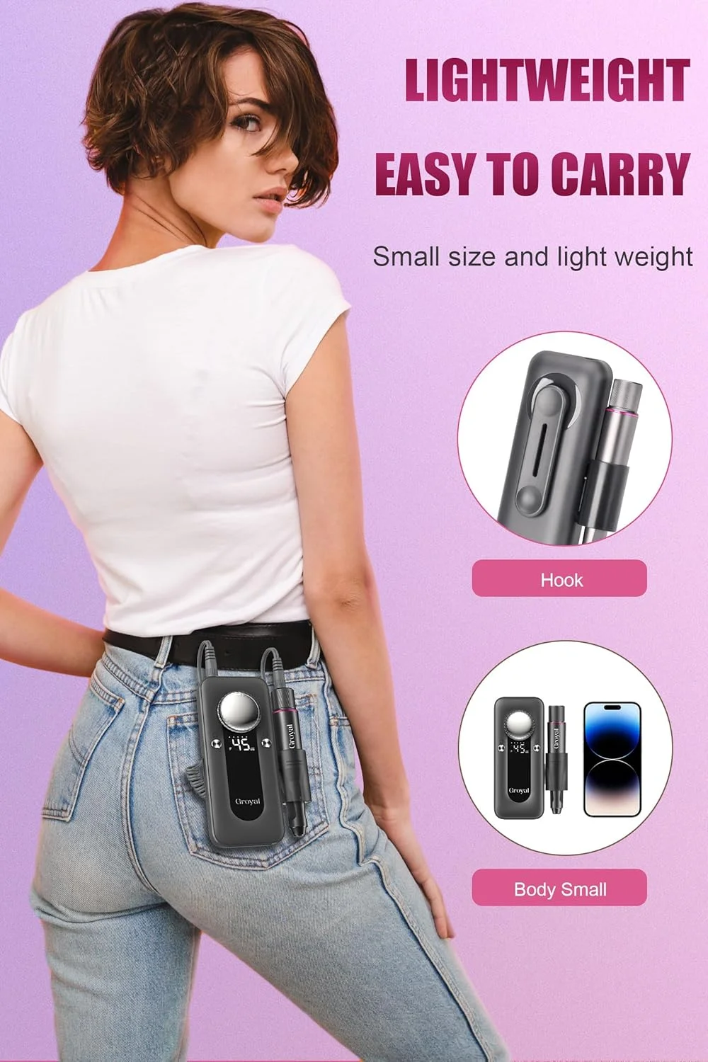 دستگاه سوهان برقی ناخن گرویال 45000 دور در دقیقه، بی سیم، قابل حمل و شارژ، مناسب برای ناخن های ژلی و اکریلیک دستگاه سوهان برقی ناخن گرویال 45000 دور در دقیقه، بی سیم، قابل حمل و شارژ، مناسب برای ناخن های ژلی و اکریلیک