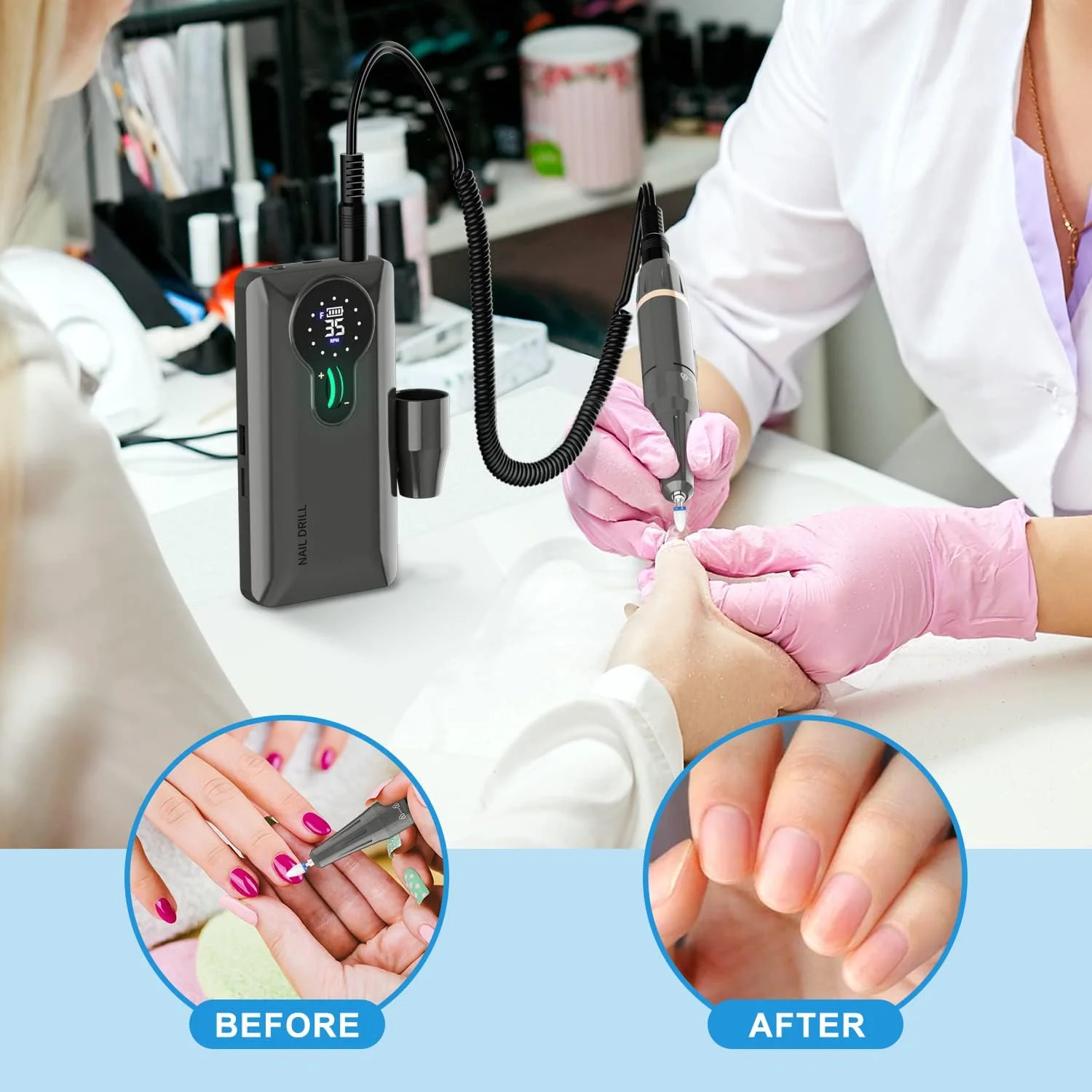 ست مانیکور و پدیکور حرفه ای ENGERWALL، ناخن گیر شارژی 35000 دور در دقیقه، سوهان برقی ناخن بی سیم قابل حمل، ابزار مراقبت از ناخن برای سنگ زنی، پیرایش، پولیش، نقره ای تیره (Pro) ست مانیکور و پدیکور حرفه ای ENGERWALL، ناخن گیر شارژی 35000 دور در دقیقه، سوهان برقی ناخن بی سیم قابل حمل، ابزار مراقبت از ناخن برای سنگ زنی، پیرایش، پولیش، نقره ای تیره (Pro)