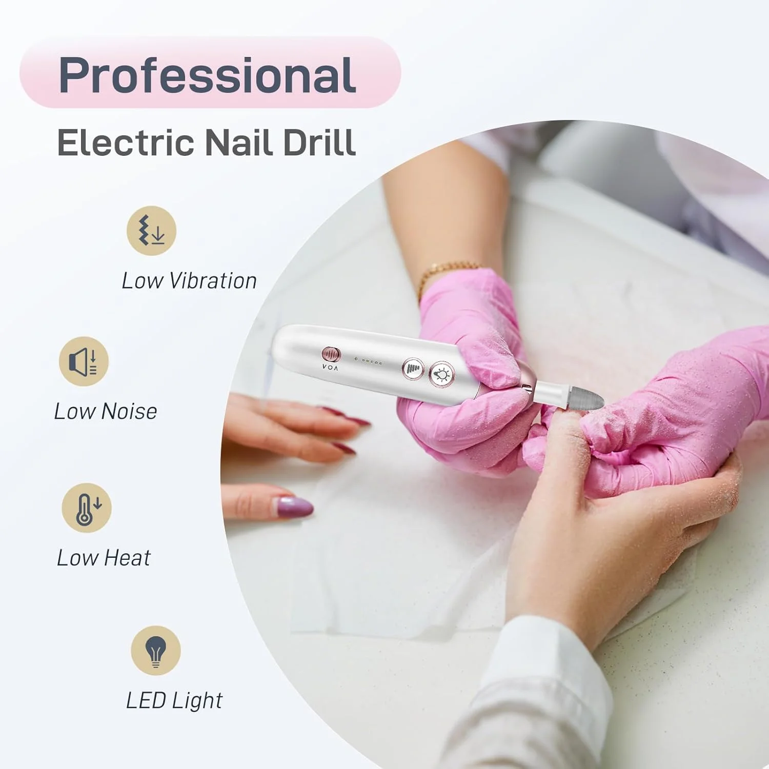 ست مانیکور و پدیکور با 9 سری، سوهان برقی قابل حمل 2000 میلی آمپر ساعتی، ناخن گیر برقی قابل شارژ با 5 سرعت و چراغ LED، ست مراقبت از ناخن برای ناخن های ژلی و ناخن های اکریلیک