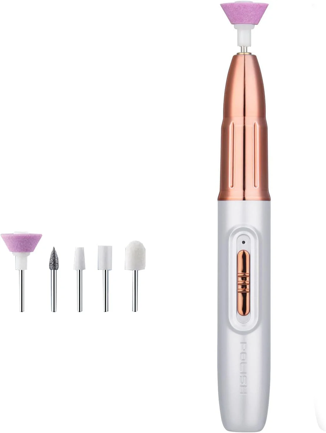 دستگاه سوهان برقی ناخن بی سیم PIWINE، دستگاه سوهان ناخن قابل شارژ برای ناخن های ژلی آکریلیک، کیت سوهان برقی قابل حمل با سرهای سرامیکی با کیفیت بالا برای استفاده در سالن منزل، سفید