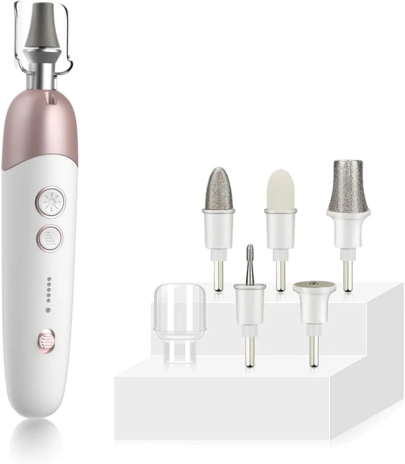 ست حرفه ای مانیکور پدیکور، ست سوهان ناخن برقی بی سیم، دستگاه دریل ناخن برقی 5 سرعته، ابزار پدیکور شارژی برای پاها، ست سنگ پا برای ناخن های ضخیم زنان مردان نوزادان حیوانات خانگی