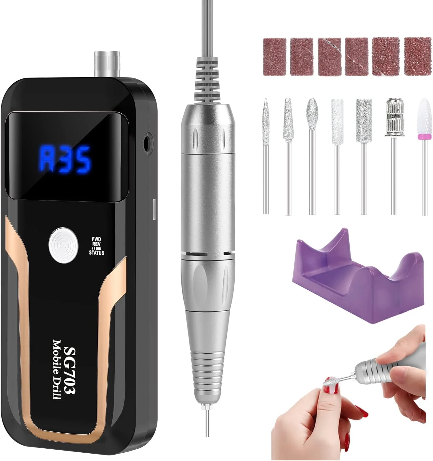 دستگاه سوهان ناخن قابل حمل حرفه ای 35000 دور در دقیقه، دستگاه برقی سوهان ناخن قابل شارژ MOCOWIND برای از بین بردن لاک ژل و پولیش ناخن های اکریلیک، سوهان برقی بی سیم با کیت سر سوهان برای مانیکور سالن و خانه، مشکی دستگاه سوهان ناخن قابل حمل حرفه ای 35000 دور در دقیقه، دستگاه برقی سوهان ناخن قابل شارژ MOCOWIND برای از بین بردن لاک ژل و پولیش ناخن های اکریلیک، سوهان برقی بی سیم با کیت سر سوهان برای مانیکور سالن و خانه، مشکی