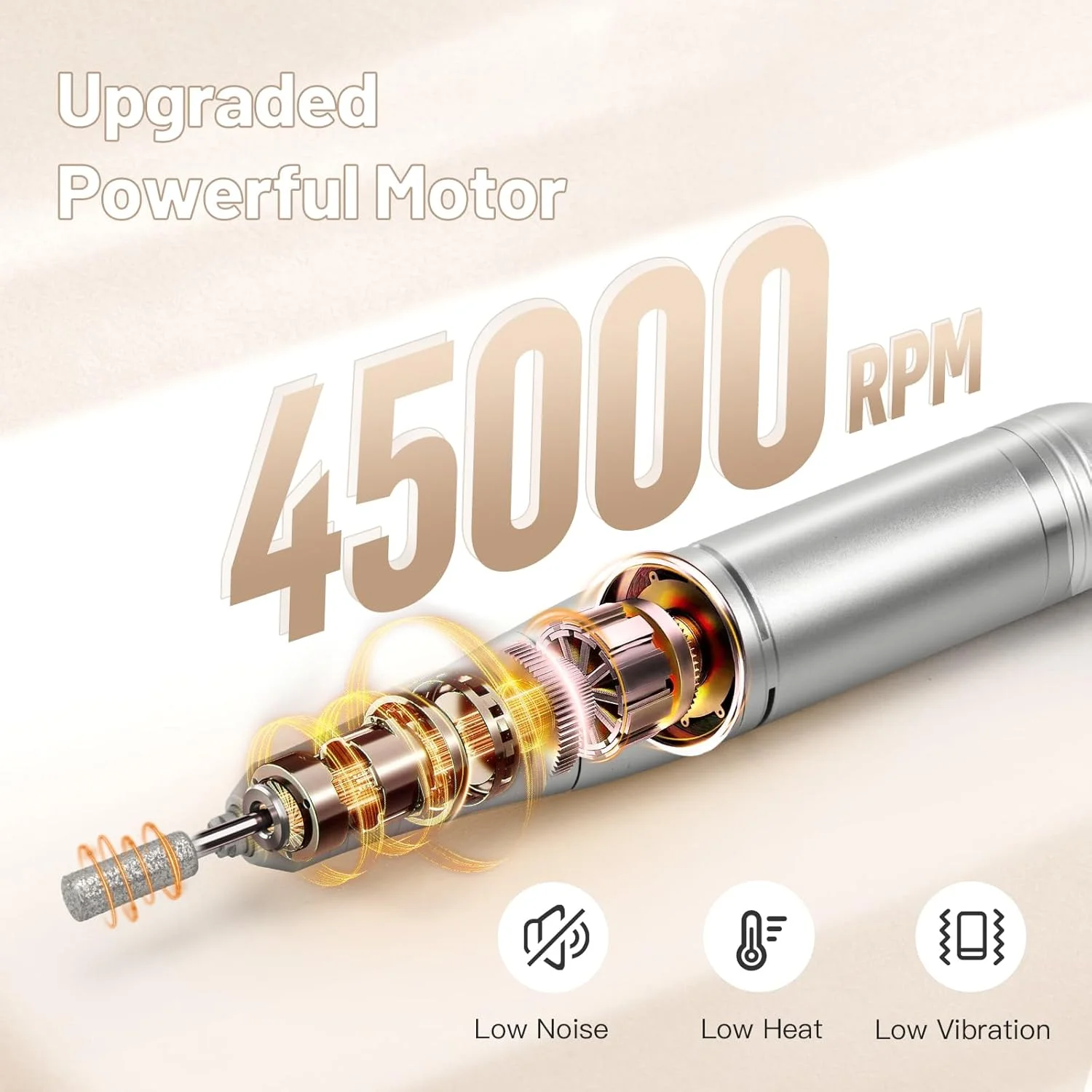 سوهان برقی ناخن شارژی حرفه ای: Madenia 45000RPM ست قابل حمل سوهان برقی ناخن، دستگاه سوهان ناخن بی سیم برای استفاده در منزل و سالن برای ناخن های ژلی آکریلیک (سفید)