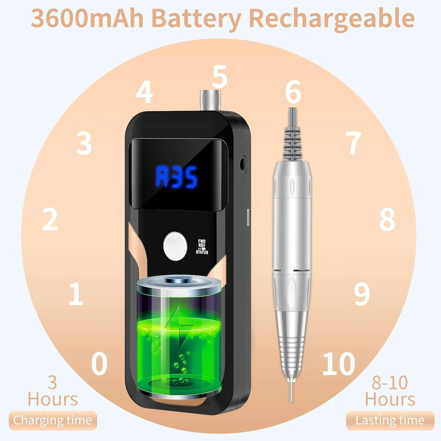 دستگاه سوهان ناخن قابل حمل حرفه ای 35000 دور در دقیقه، دستگاه برقی سوهان ناخن قابل شارژ MOCOWIND برای از بین بردن لاک ژل و پولیش ناخن های اکریلیک، سوهان برقی بی سیم با کیت سر سوهان برای مانیکور سالن و خانه، مشکی دستگاه سوهان ناخن قابل حمل حرفه ای 35000 دور در دقیقه، دستگاه برقی سوهان ناخن قابل شارژ MOCOWIND برای از بین بردن لاک ژل و پولیش ناخن های اکریلیک، سوهان برقی بی سیم با کیت سر سوهان برای مانیکور سالن و خانه، مشکی