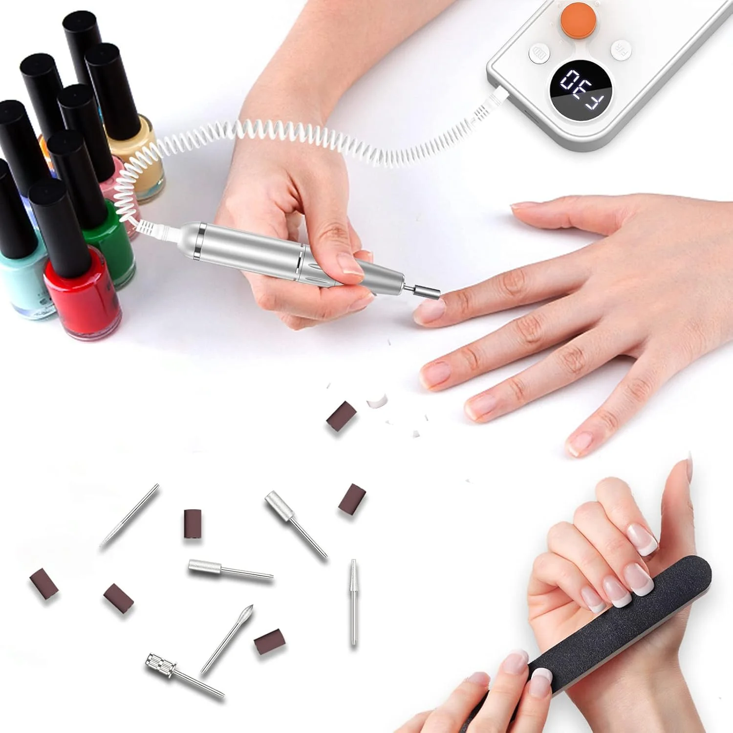 دستگاه سوهان برقی ناخن حرفه ای، دستگاه مانیکور و پدیکور قابل حمل با سرعت قابل تنظیم 30000 دور در دقیقه، مناسب برای استفاده در منزل و سالن