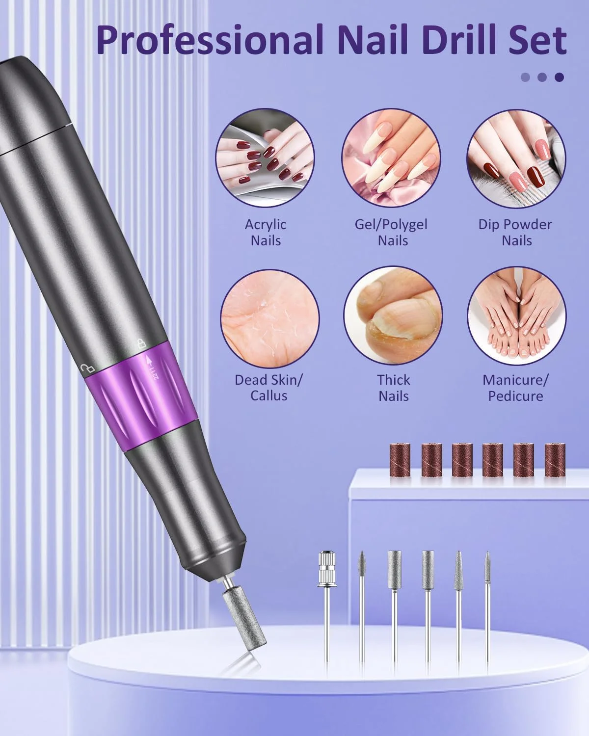 دستگاه سوهان برقی ناخن YBLNTEK، 35000 دور در دقیقه، ست مانیکور و پدیکور قابل شارژ با 5 سرعت دستگاه سوهان برقی ناخن YBLNTEK، 35000 دور در دقیقه، ست مانیکور و پدیکور قابل شارژ با 5 سرعت