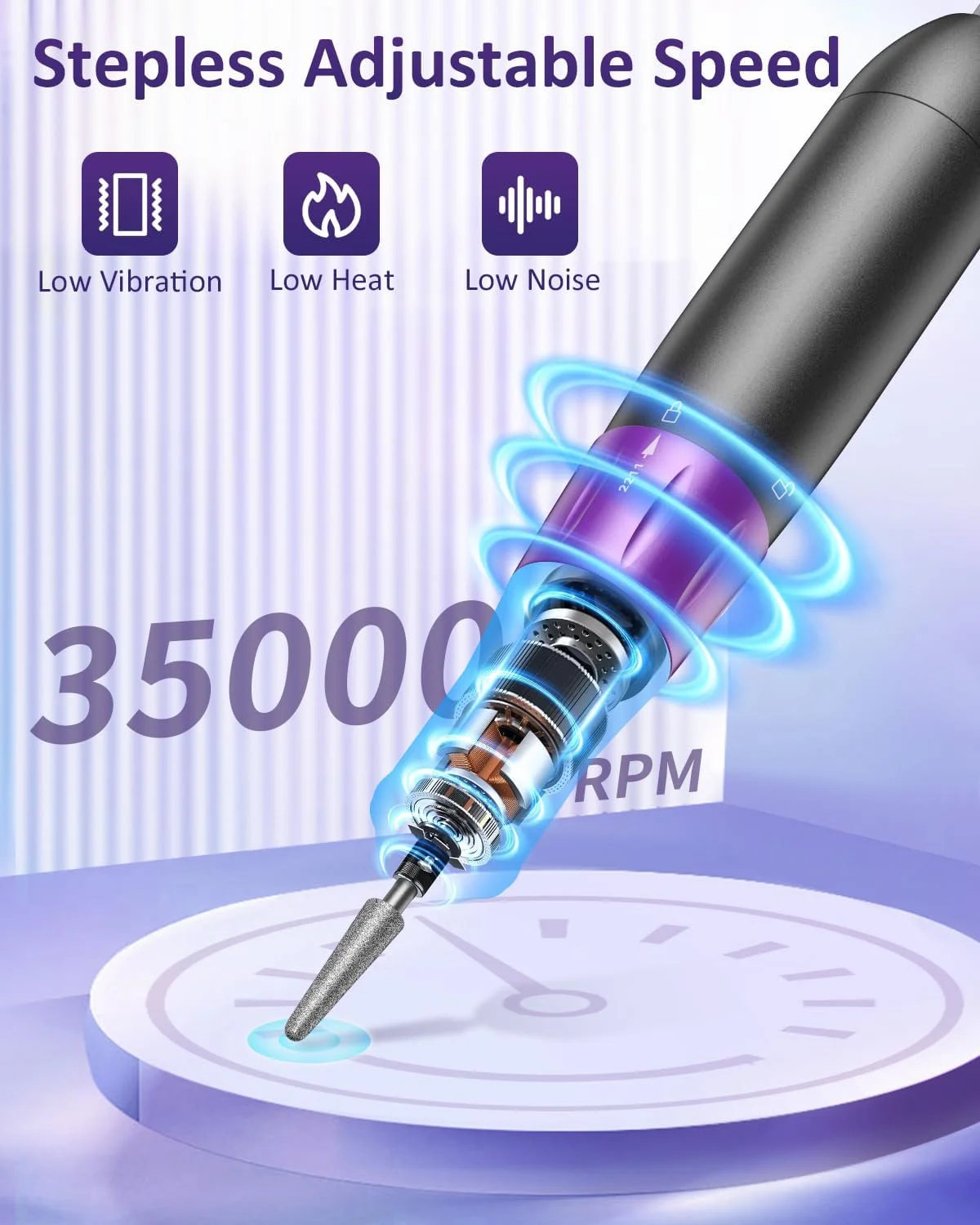 دستگاه سوهان برقی ناخن YBLNTEK، 35000 دور در دقیقه، ست مانیکور و پدیکور قابل شارژ با 5 سرعت دستگاه سوهان برقی ناخن YBLNTEK، 35000 دور در دقیقه، ست مانیکور و پدیکور قابل شارژ با 5 سرعت