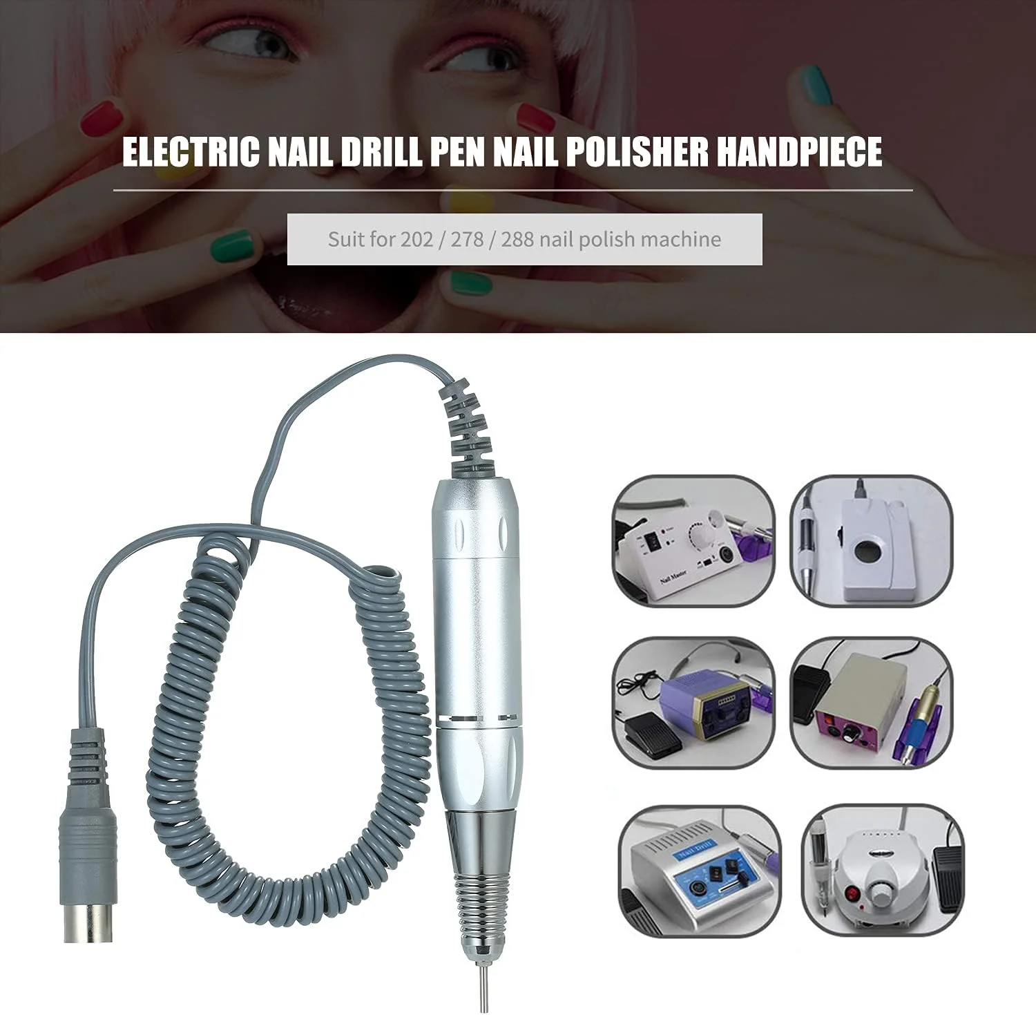 دسته دریل، دسته قلم دریل برقی حرفه ای برای هنر ناخن، ابزار پولیش و سنگ زنی، ابزار مانیکور و پدیکور، لوازم جانبی هنر ناخن - نقره ای دسته دریل، دسته قلم دریل برقی حرفه ای برای هنر ناخن، ابزار پولیش و سنگ زنی، ابزار مانیکور و پدیکور، لوازم جانبی هنر ناخن - نقره ای